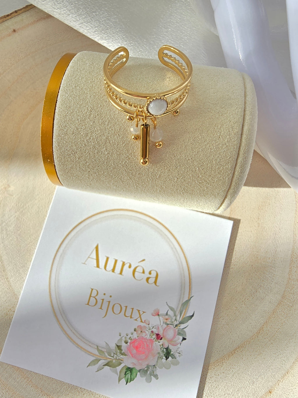 Bague MAE  Triple Rang Pierre & Cristal - Bijou Bohème | Or et Ame Bijoux