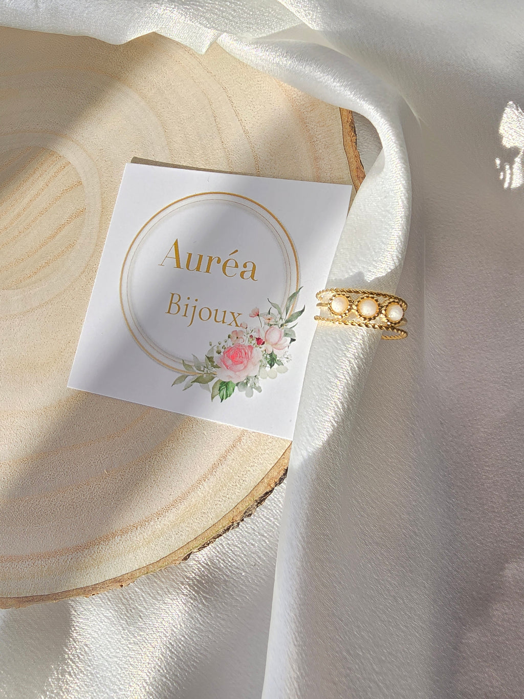 Bague LISE- Triple Rang Howlite - Pierre Naturelle | Or et Ame Bijoux