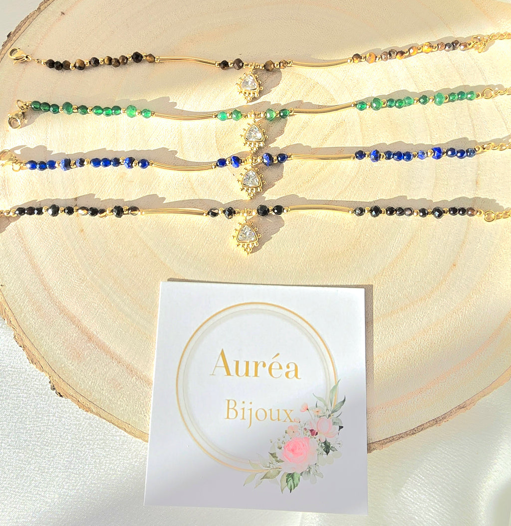 Bracelet NANCY - Ethnique Doré Pierres Naturelles  | Or et Ame Bijoux