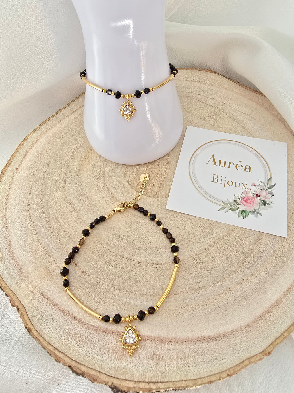 Bracelet NANCY - Ethnique Doré Pierres Naturelles  | Or et Ame Bijoux