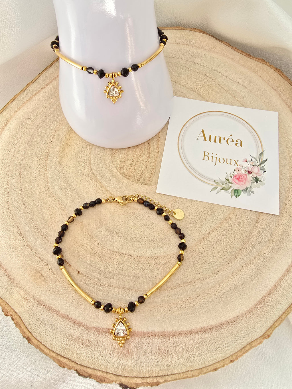 Bracelet NANCY - Ethnique Doré Pierres Naturelles  | Or et Ame Bijoux