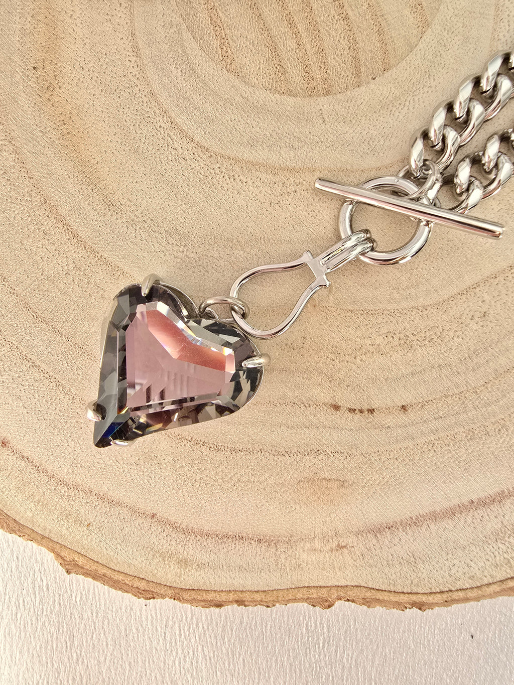 Bracelet RACHEL - Chaîne Gourmette & Cœur Cristal  | Or et Ame Bijoux