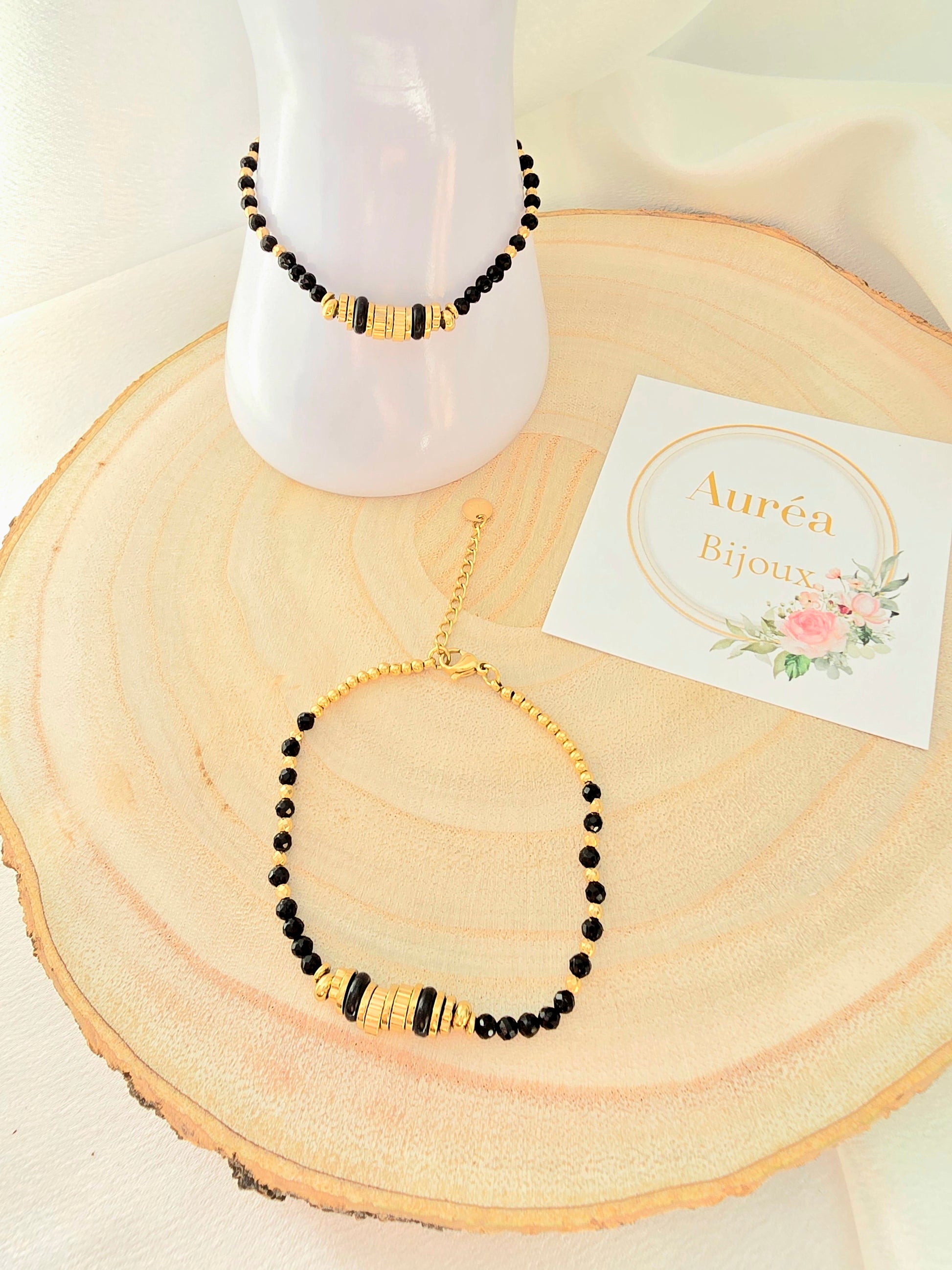 Bracelet RITA  Chaîne Serpent Pierre Naturelle Tourmaline | Or et Ame Bijoux