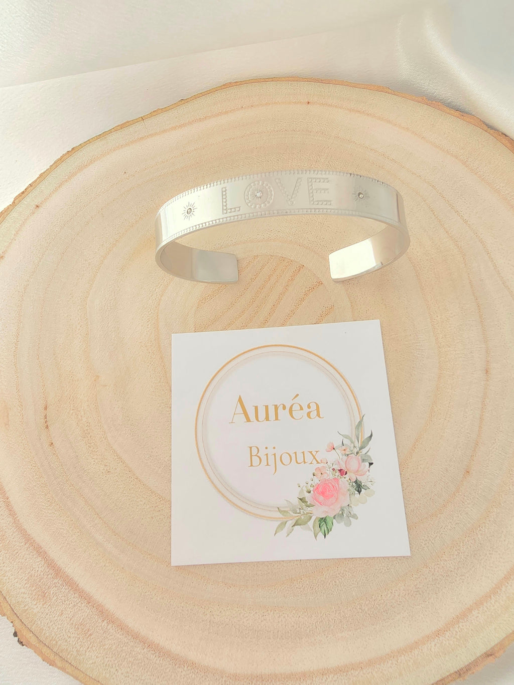 Jonc DAVE - Message LOVE Gravé & Strass  - Argenté | Or et Ame Bijoux