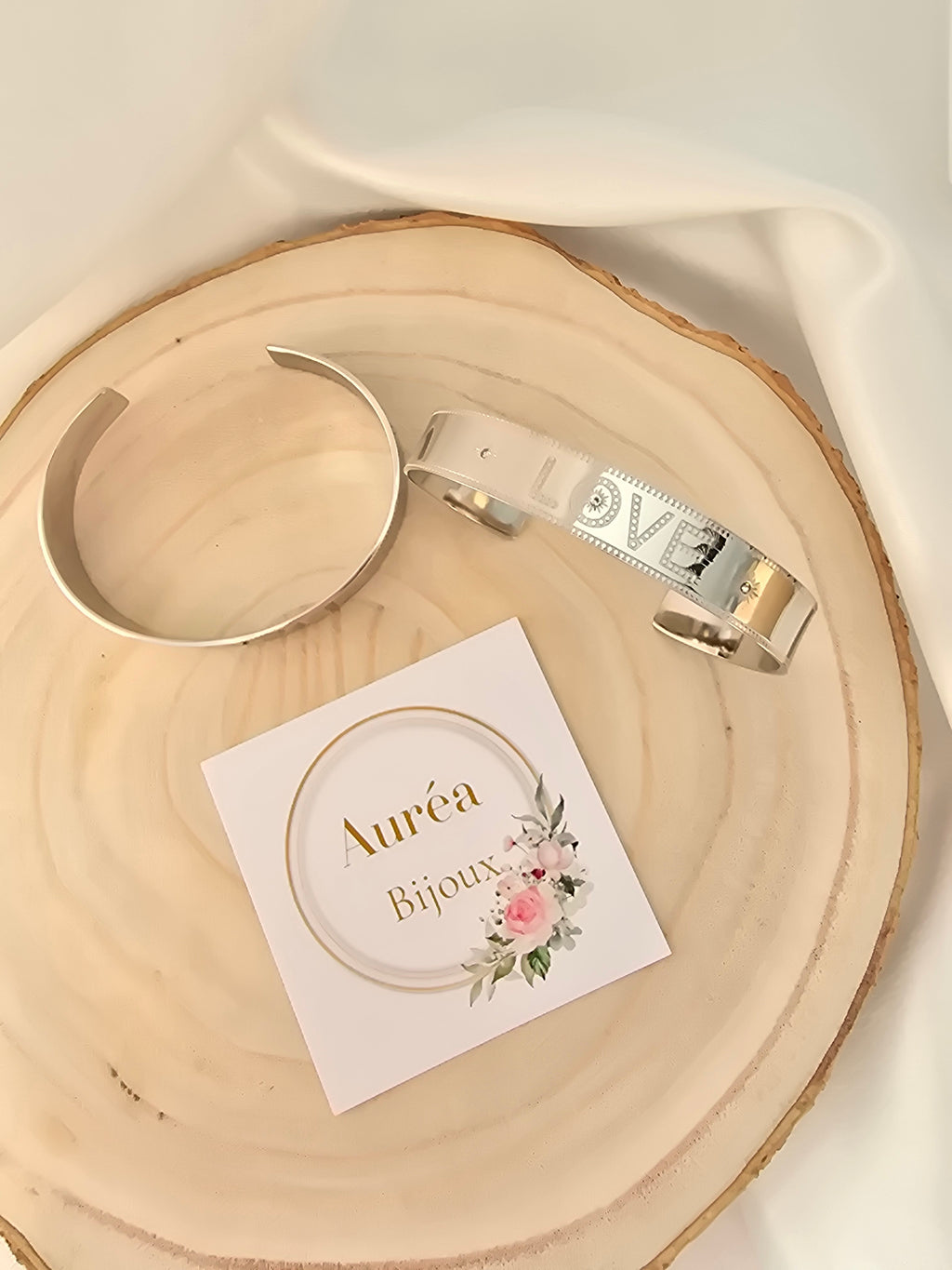 Jonc DAVE - Message LOVE Gravé & Strass  - Argenté | Or et Ame Bijoux