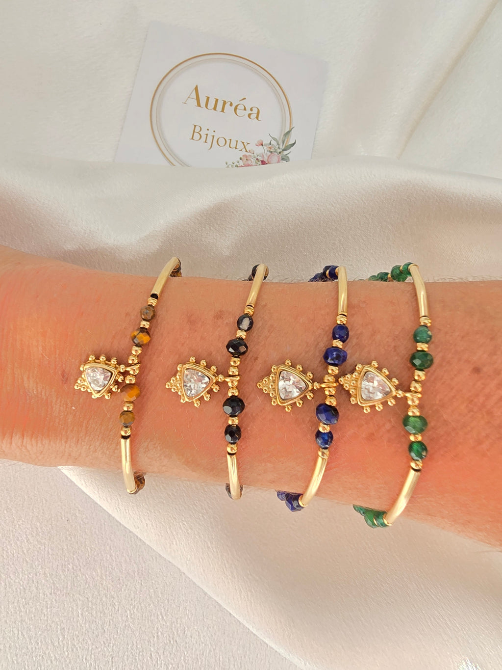 Bracelet NANCY - Ethnique Doré Pierres Naturelles  | Or et Ame Bijoux