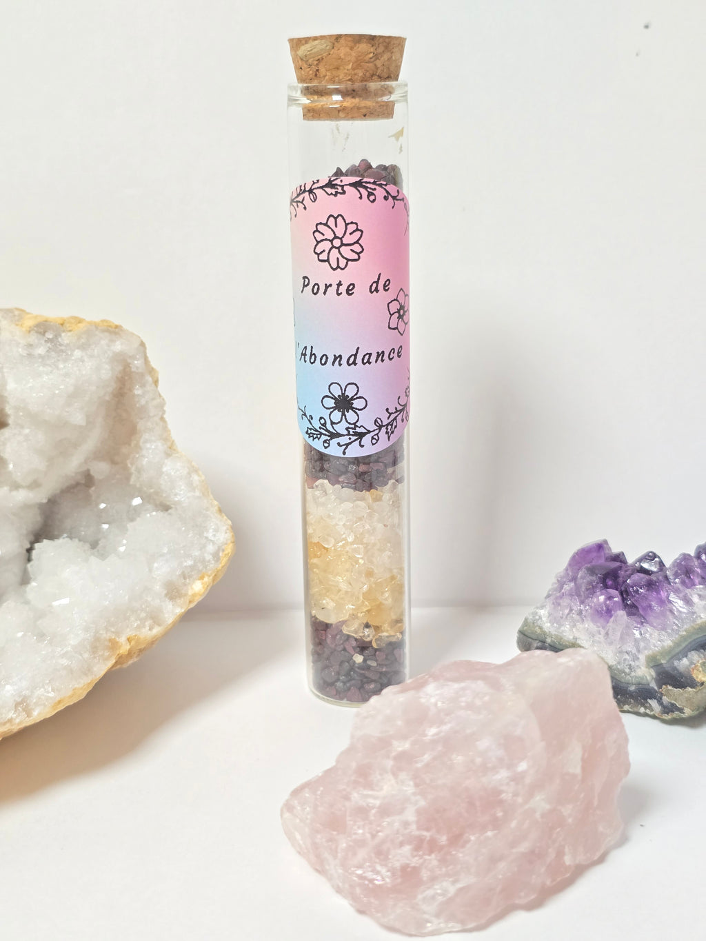 Fiole Porte de l'Abondance - Grenat, Citrine & Cristal de Roche