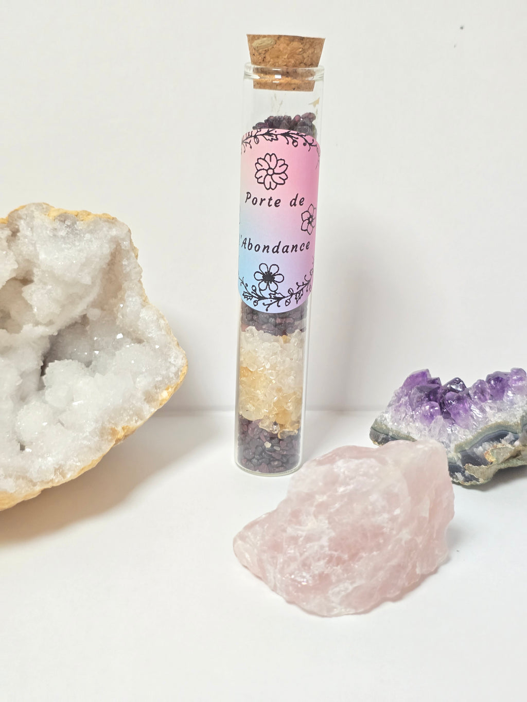 Fiole Porte de l'Abondance - Grenat, Citrine & Cristal de Roche
