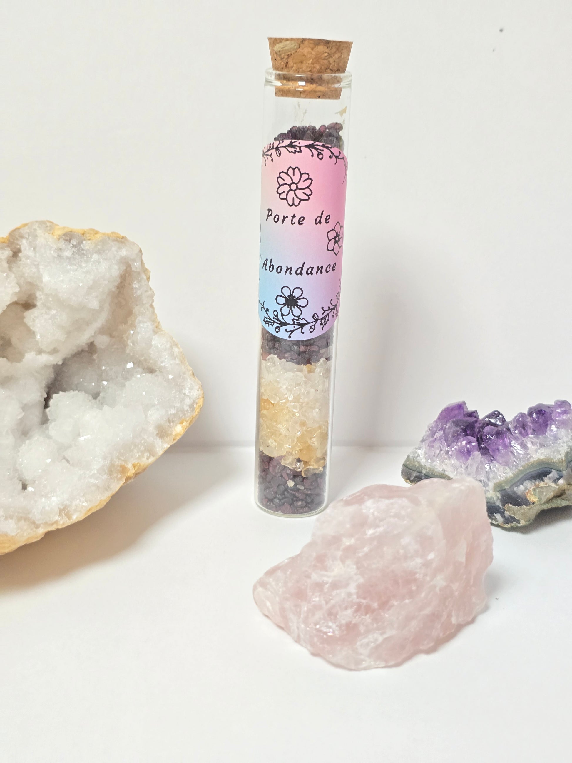 Fiole Porte de l'Abondance - Grenat, Citrine & Cristal de Roche
