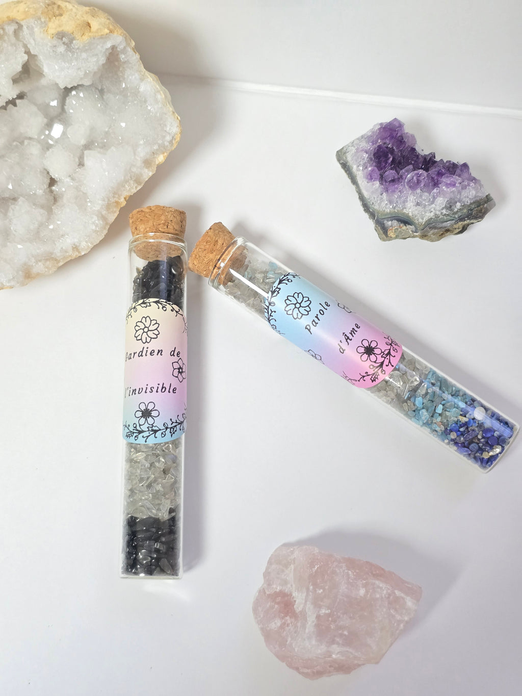 Fiole Gardien de l'Invisible - Œil de Tigre, Labradorite & Obsidienne Noire