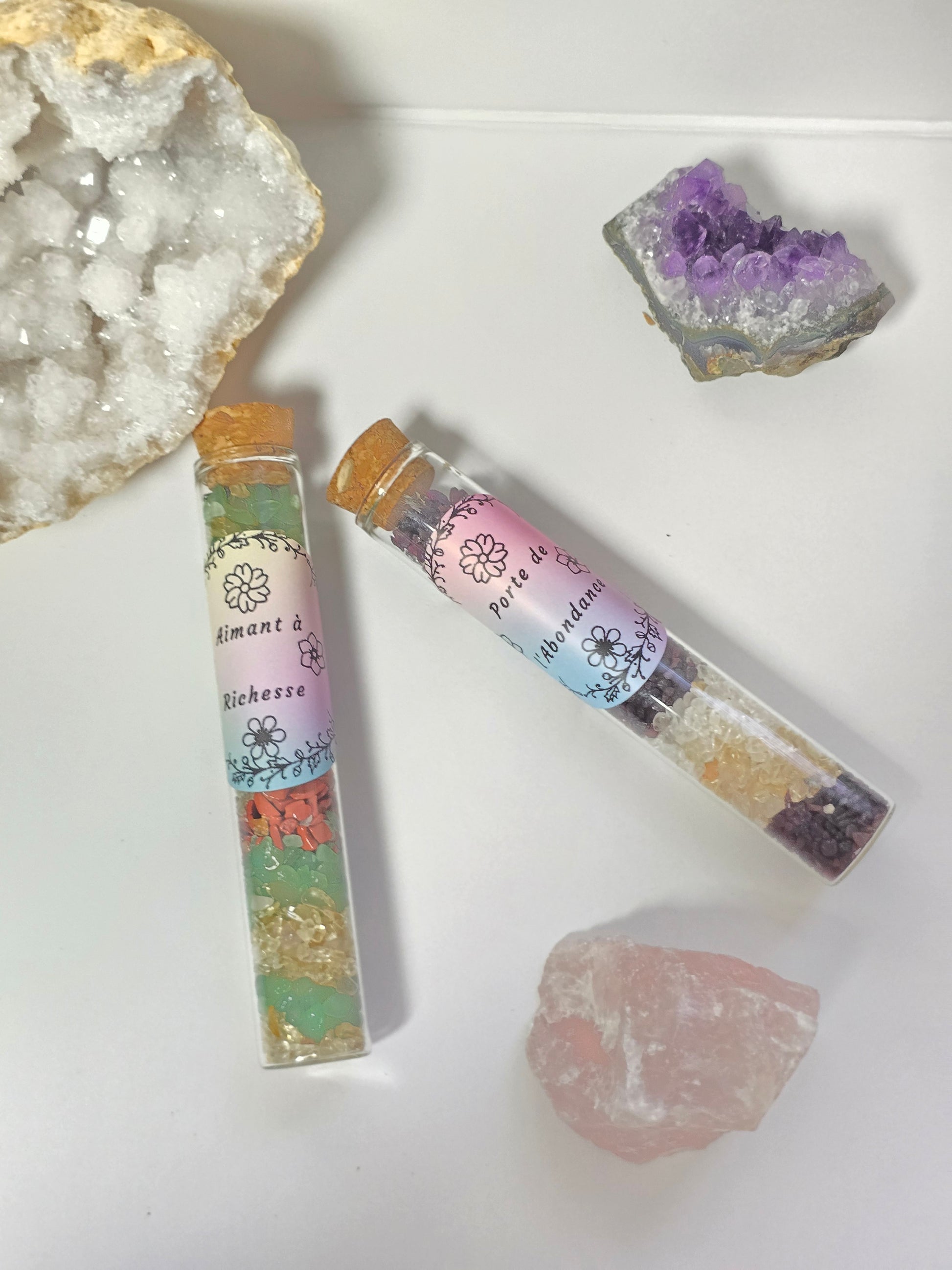 Fiole Aimant à Richesse - Citrine, Aventurine Verte & Jaspe Rouge / Or et Âme Bijoux