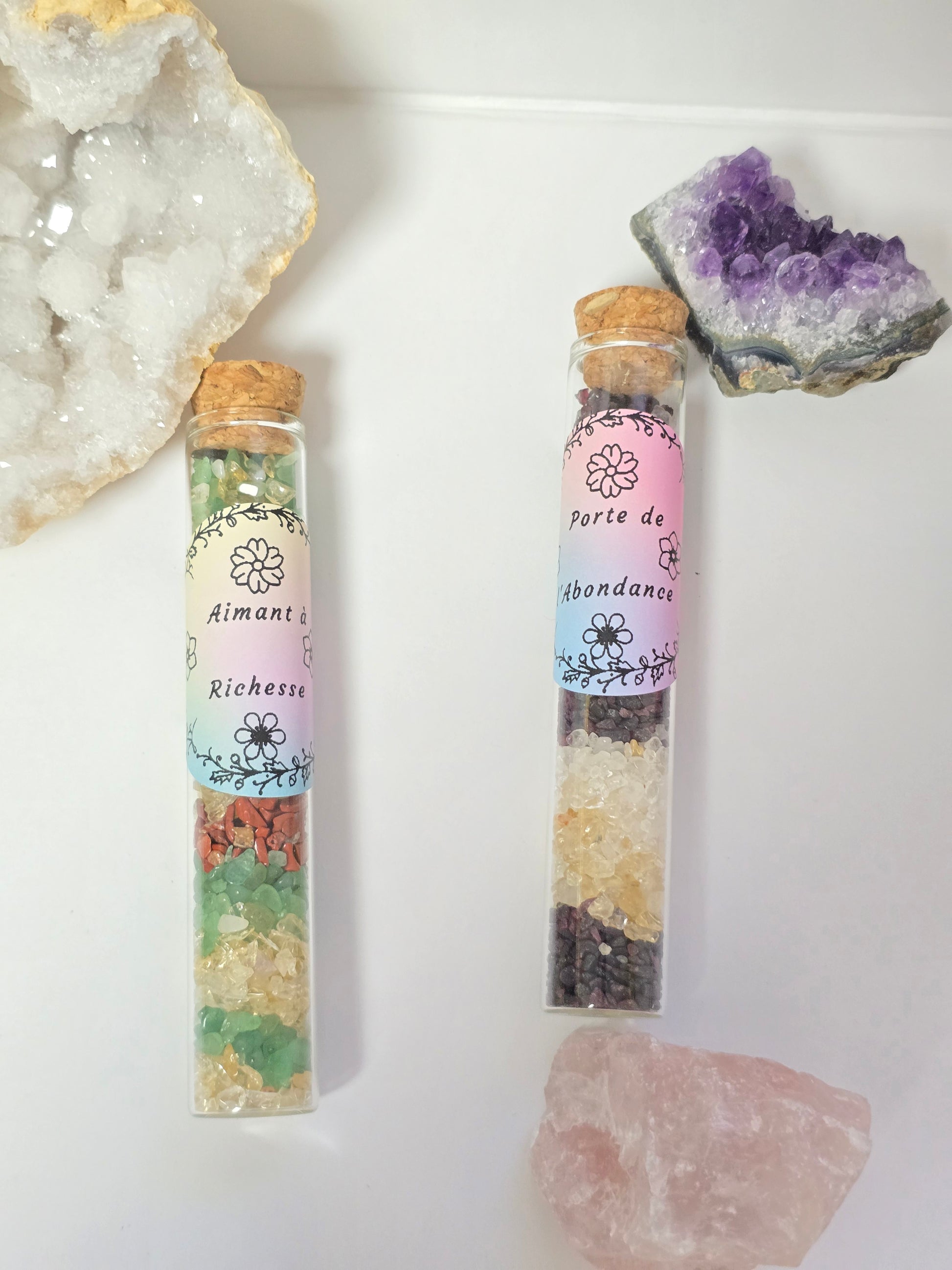 Fiole Aimant à Richesse - Citrine, Aventurine Verte & Jaspe Rouge / Or et Âme Bijoux