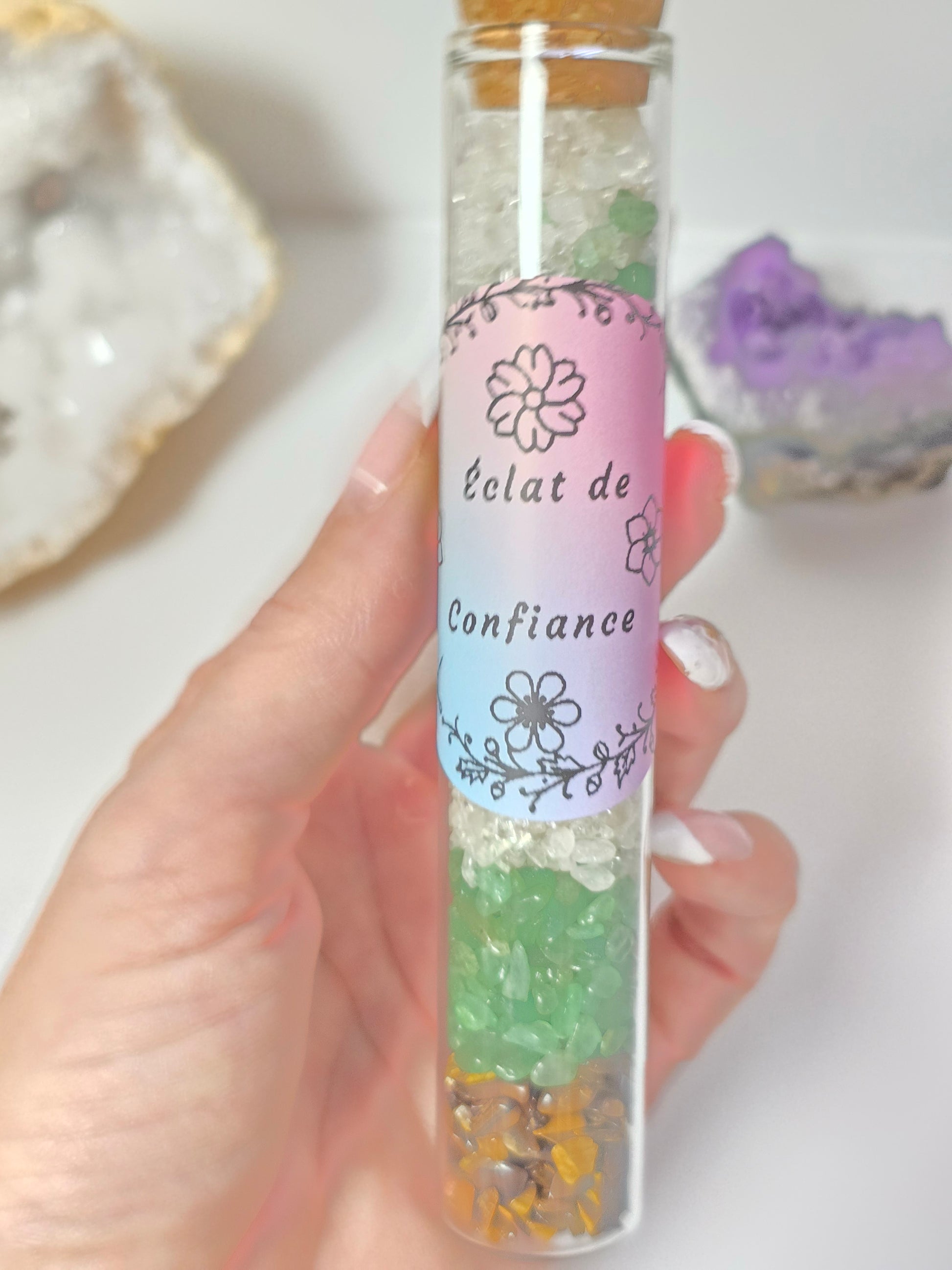 Fiole Éclat de Confiance - Œil de Tigre, Aventurine & Cristal de Roche - Or et Âme Bijoux