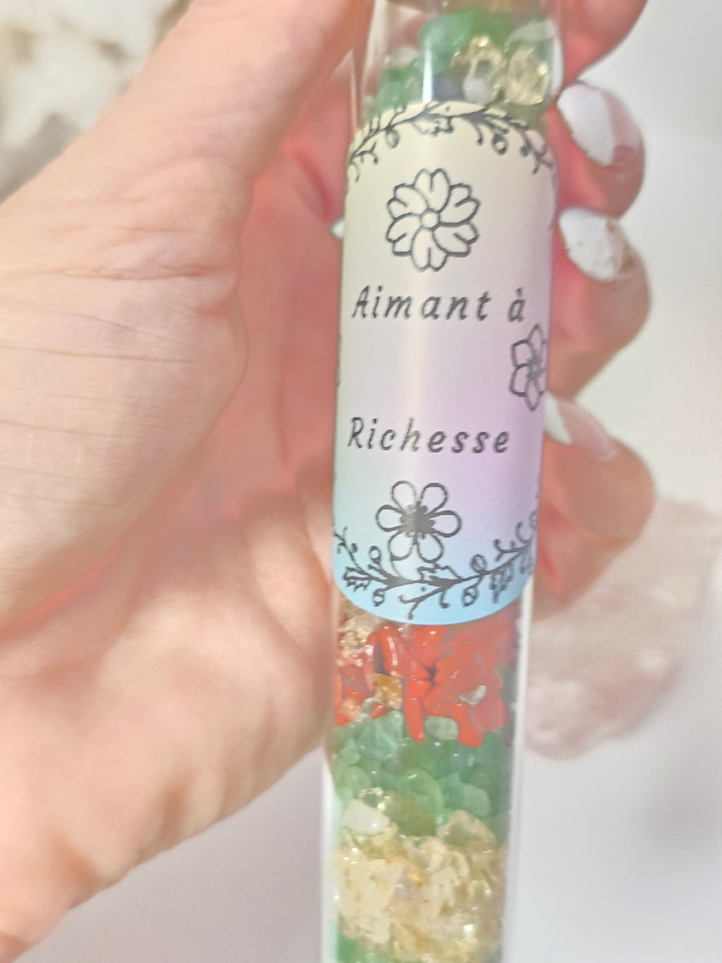 Fiole Aimant à Richesse - Citrine, Aventurine Verte & Jaspe Rouge / Or et Âme Bijoux