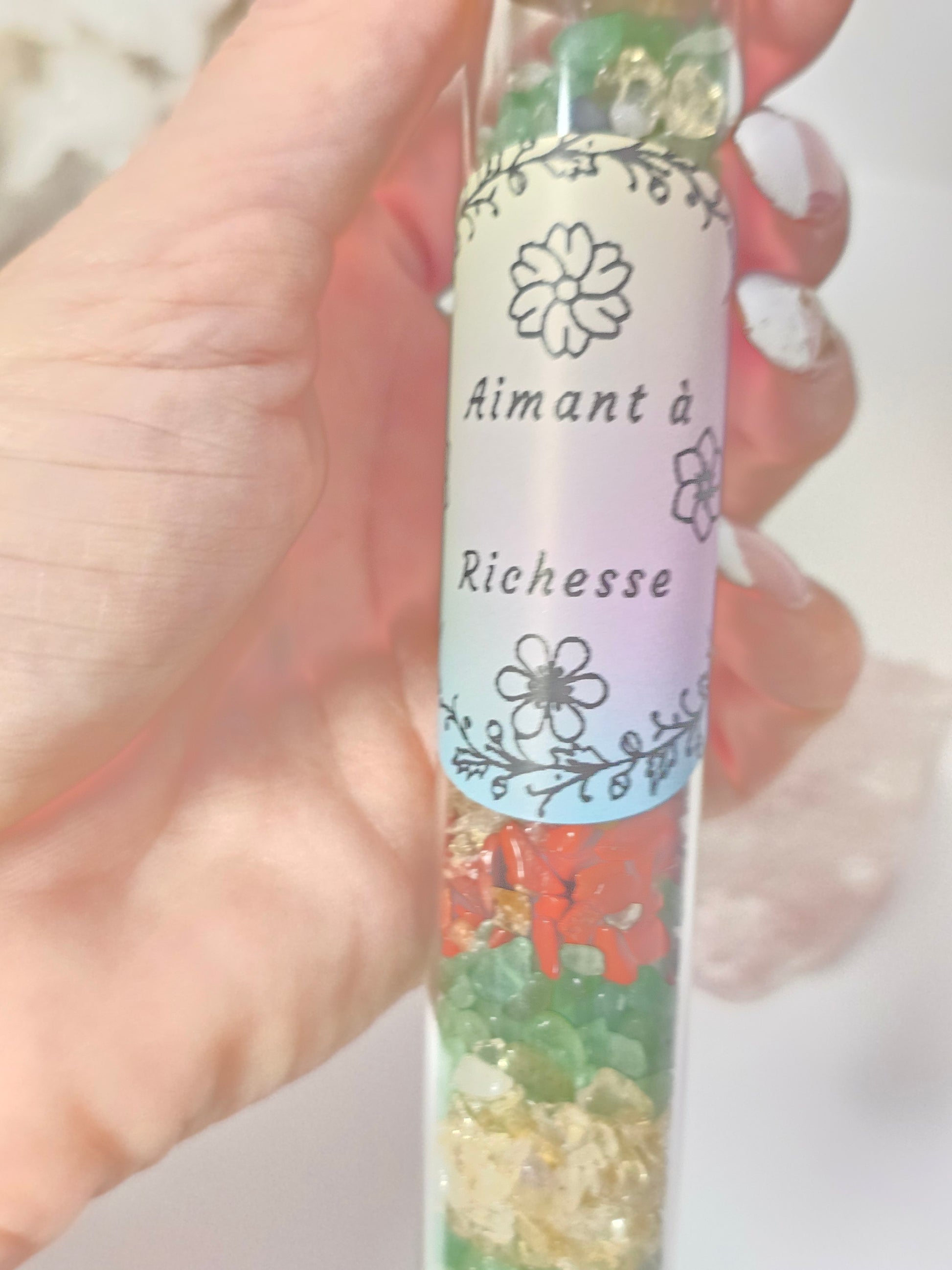 Fiole Aimant à Richesse - Citrine, Aventurine Verte & Jaspe Rouge / Or et Âme Bijoux