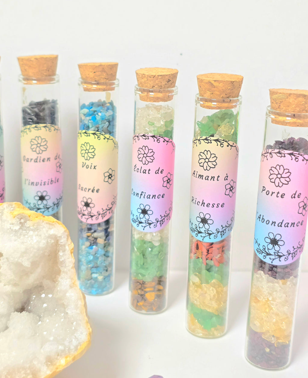 Fiole Aimant à Richesse - Citrine, Aventurine Verte & Jaspe Rouge / Or et Âme Bijoux