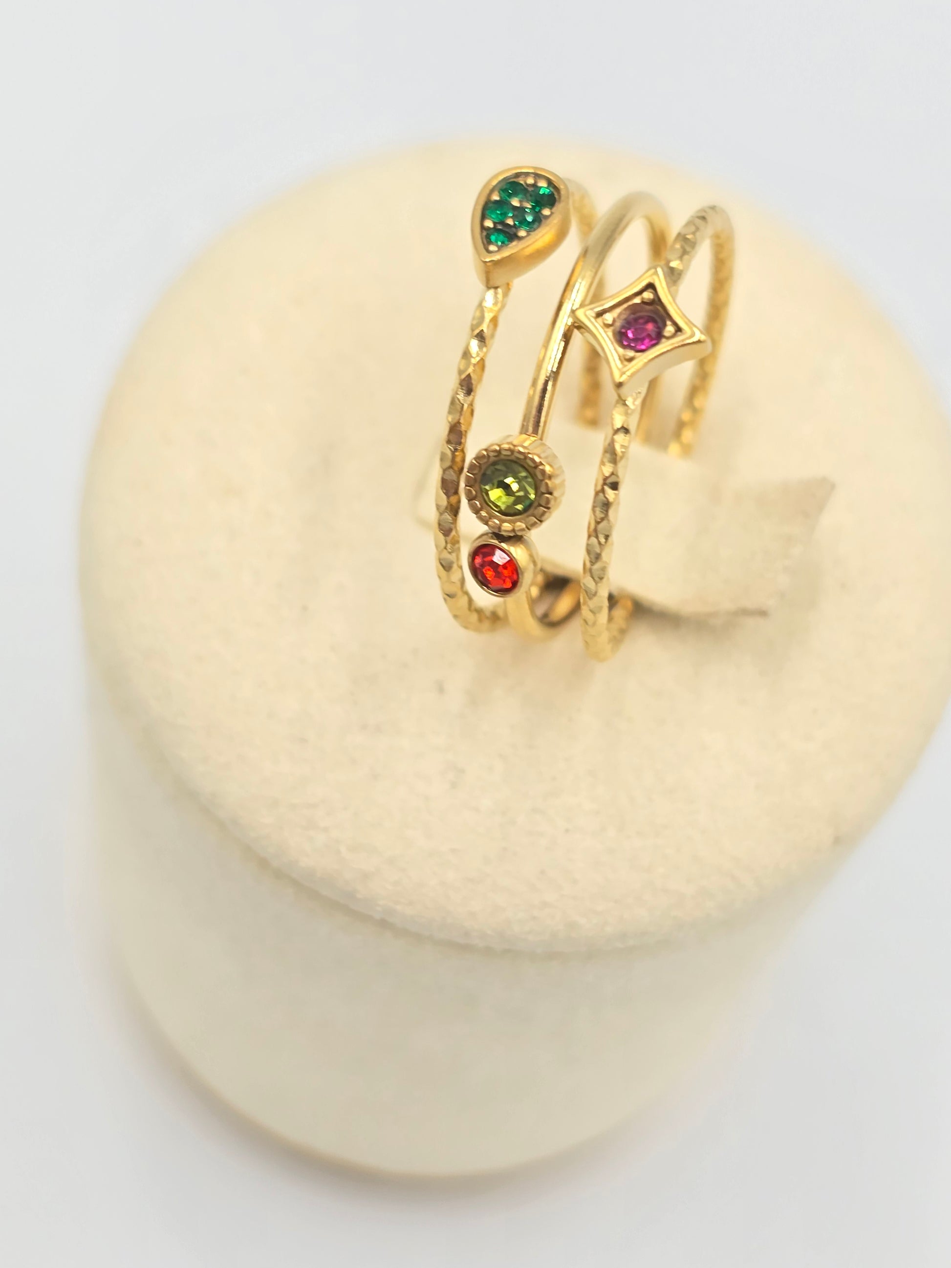 Bague PERLA Réglable Oxyde de Zirconium Acier Inoxydable Doré | Or et Âme Bijoux