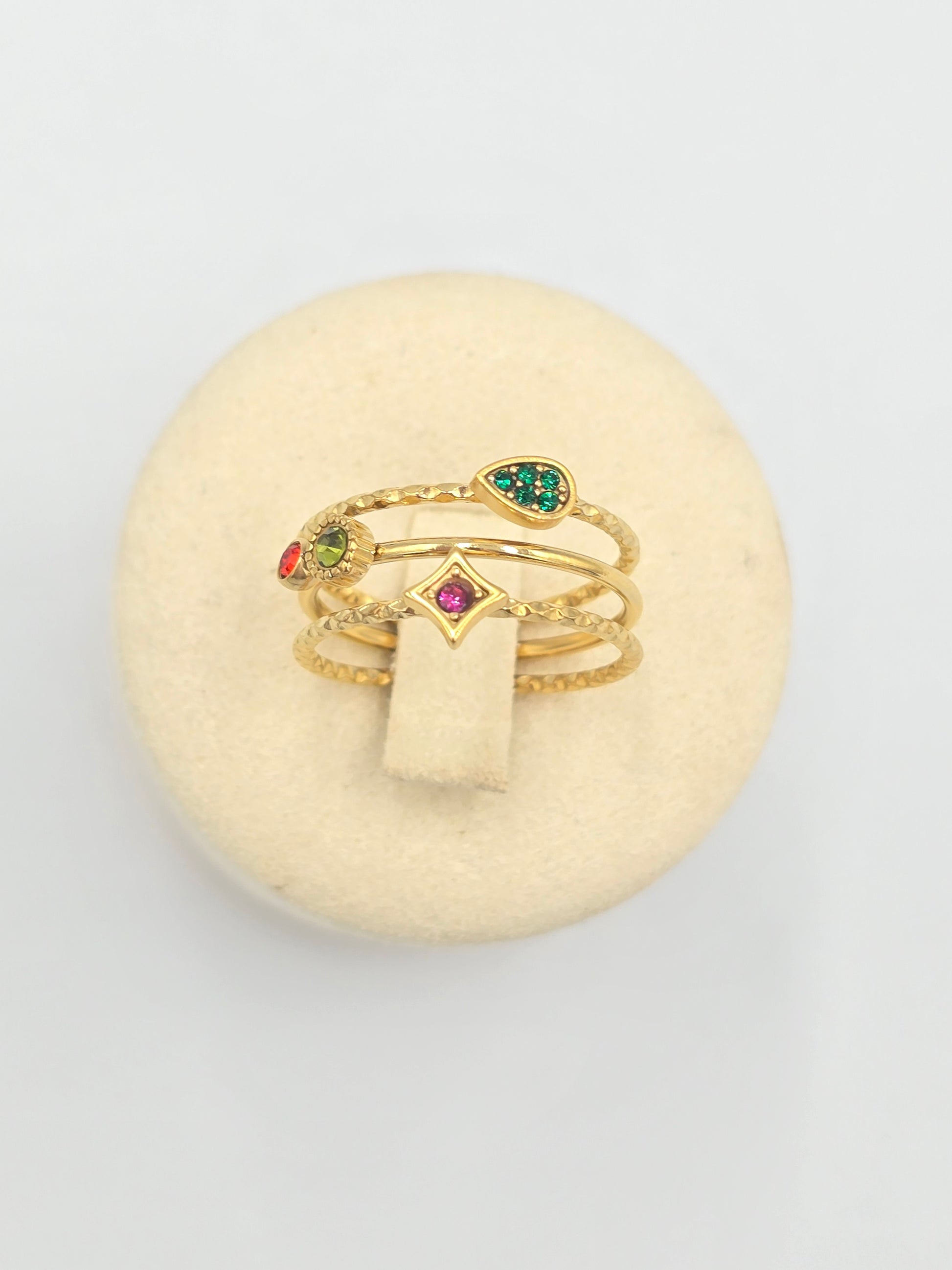 Bague PERLA Réglable Oxyde de Zirconium Acier Inoxydable Doré | Or et Âme Bijoux