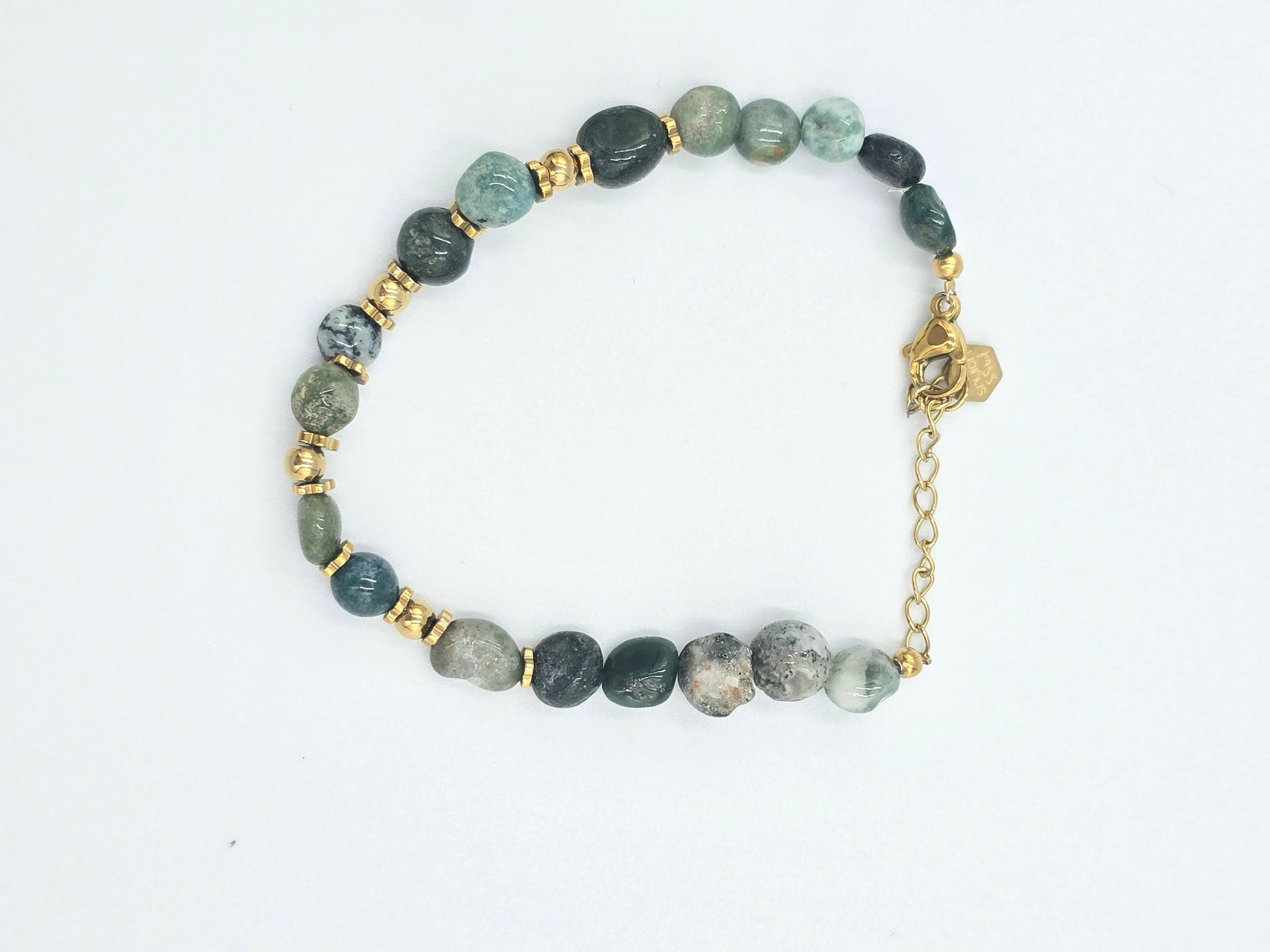 Bracelet ARY Agate Indienne Lépidolite Acier Inoxydable Doré | Or et Âme Bijoux