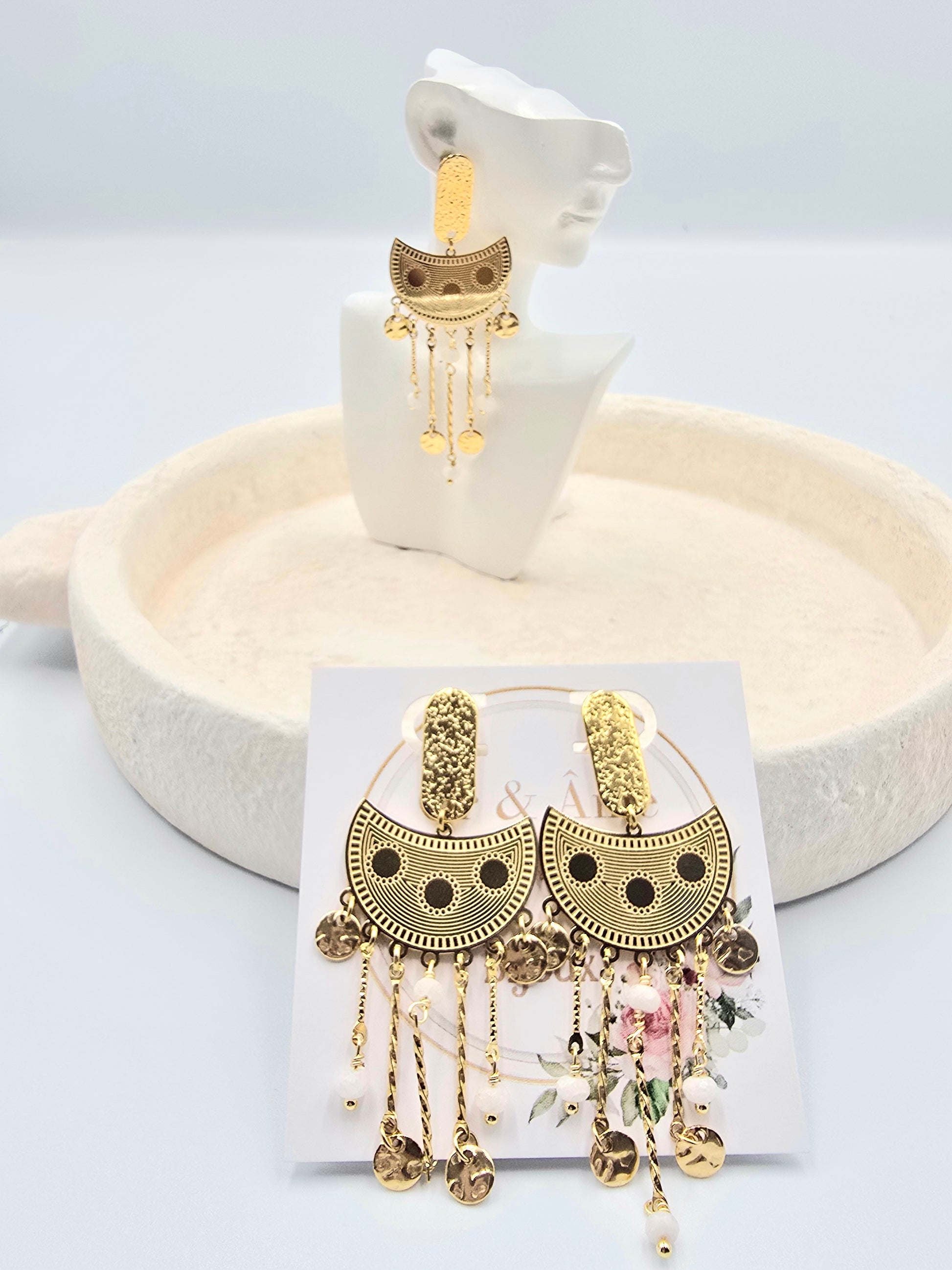 Boucles d'Oreilles Cindy - Raffinement Minéral Or et Âme-Bijpux