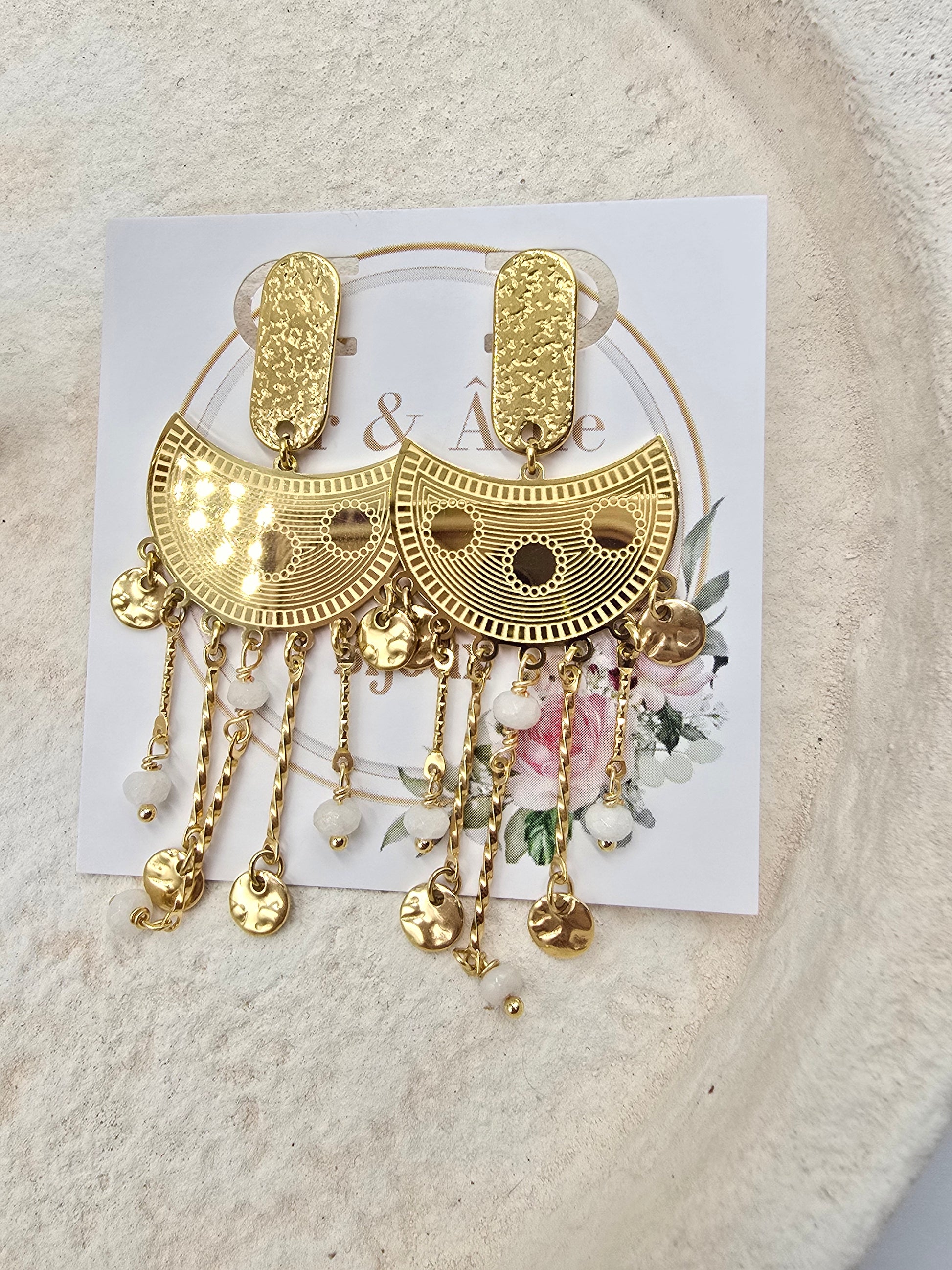 Boucles d'Oreilles Cindy - Raffinement Minéral Or et Âme-Bijpux