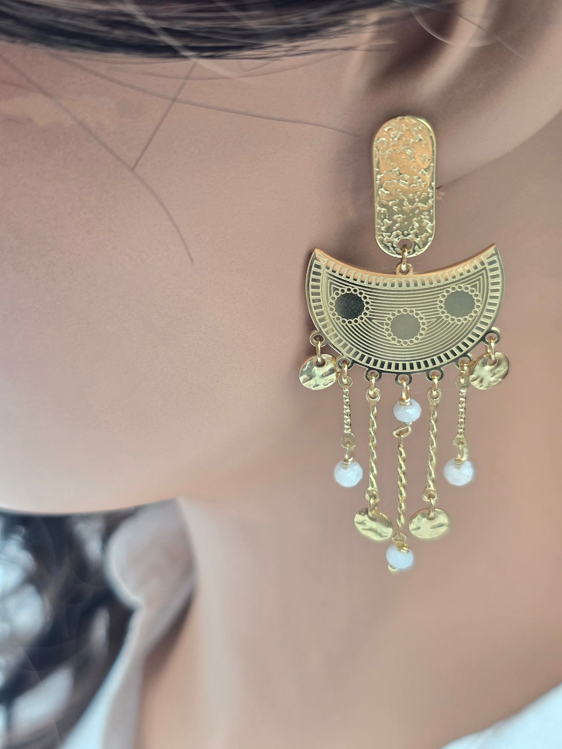 Boucles d'Oreilles Cindy - Raffinement Minéral Or et Âme-Bijpux