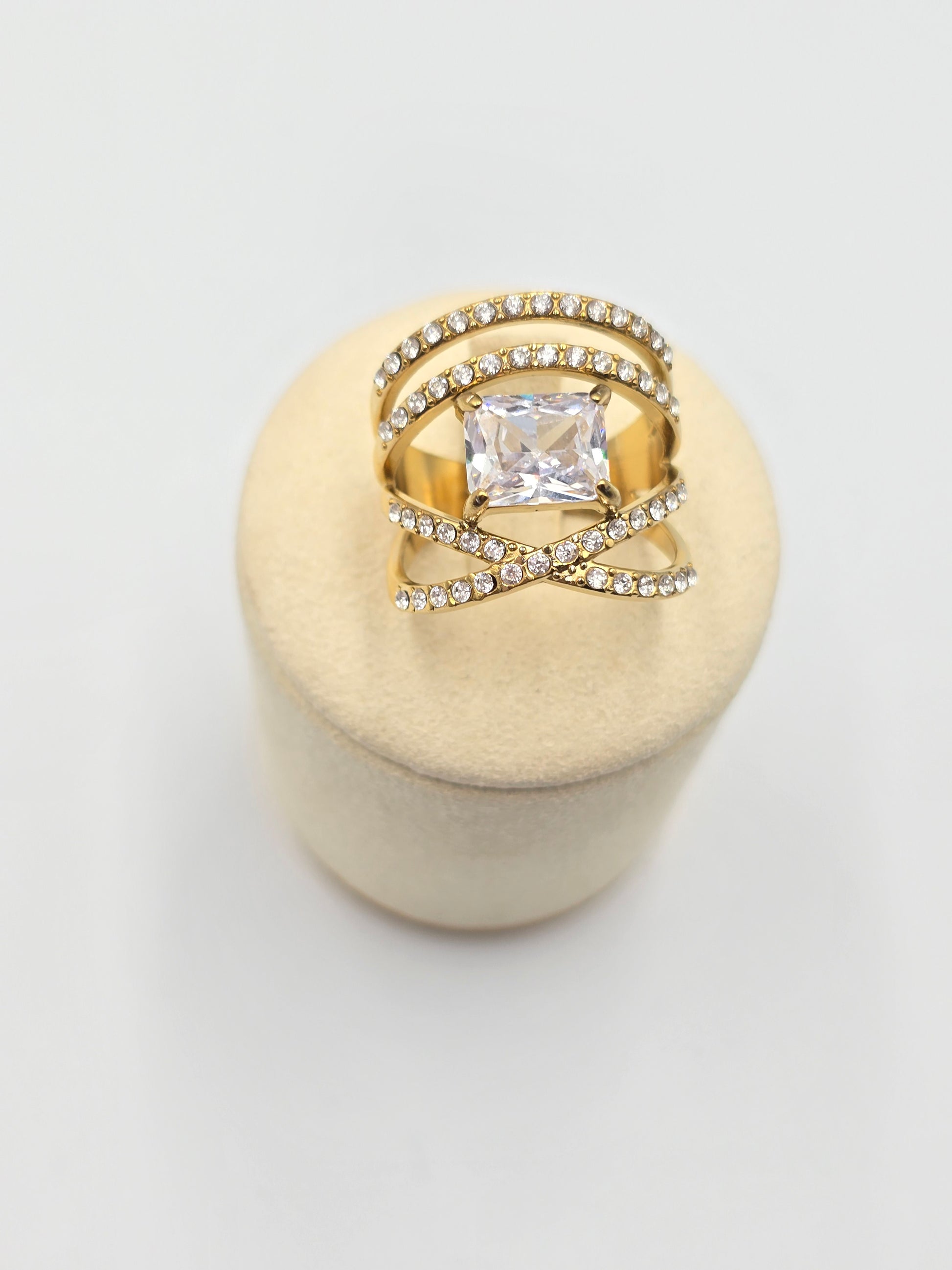 Bague Mahina - 4 Rangs Zirconiums Dorée - Brillance Diamant | Or et Âme Bijoux