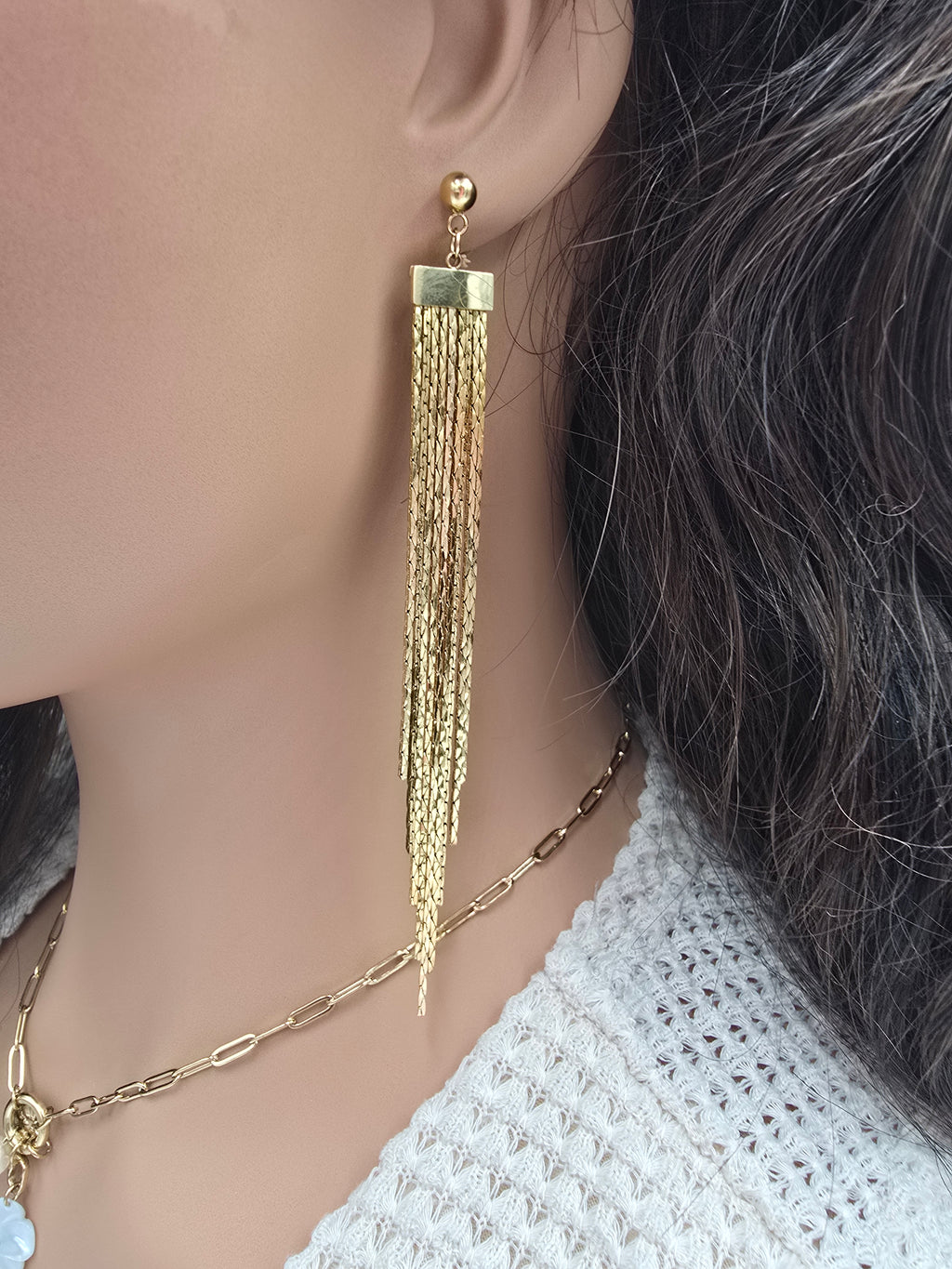 Boucles d'Oreilles TIAGO Chaînes Serpent Dorées Pendantes 12 cm | Or et Âme Bijoux