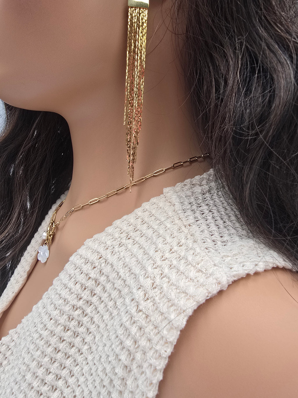 Boucles d'Oreilles TIAGO Chaînes Serpent Dorées Pendantes 12 cm | Or et Âme Bijoux