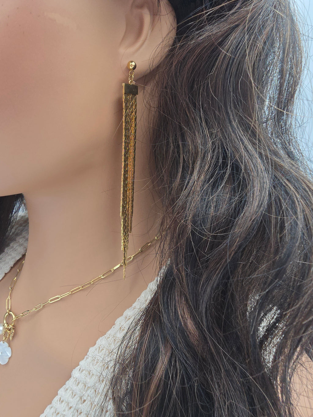 Boucles d'Oreilles TIAGO Chaînes Serpent Dorées Pendantes 12 cm | Or et Âme Bijoux