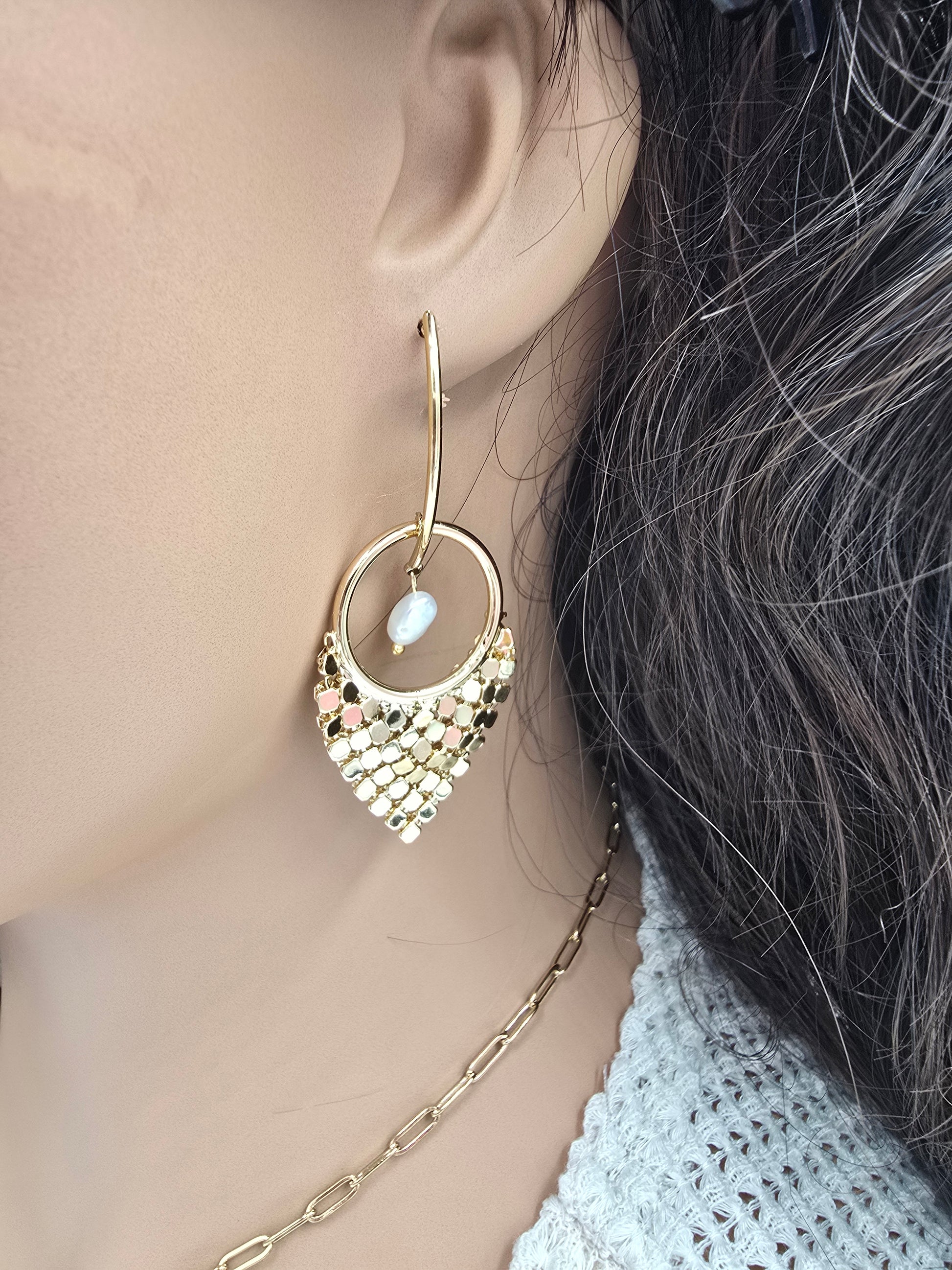 Boucles d'Oreilles LOUVIA Perles d'Eau Douce Acier Inoxydable Doré | Or et Âme Bijoux