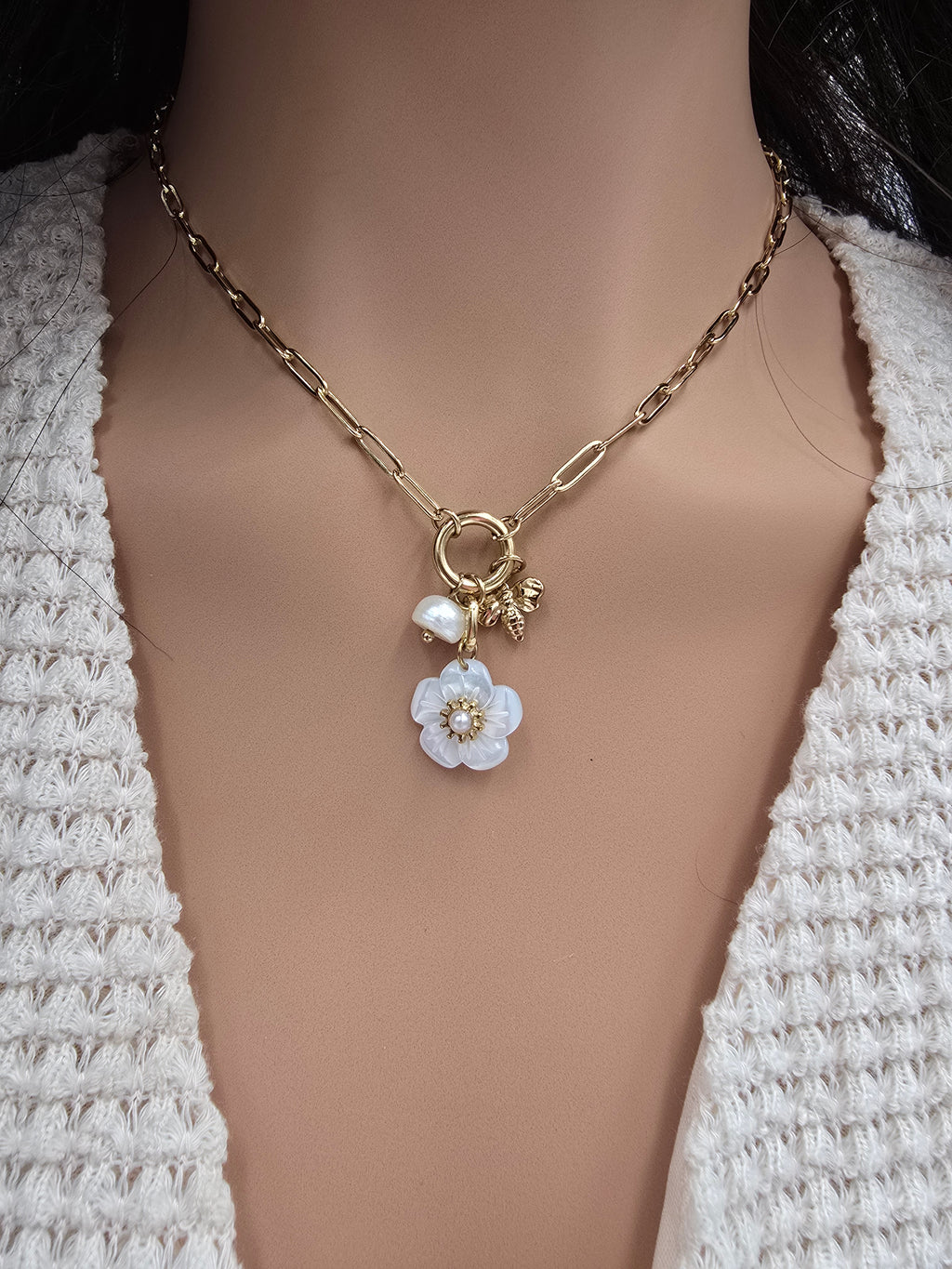 Collier ELINE Nacre  Acier Inoxydable | Or et Ame Bijoux