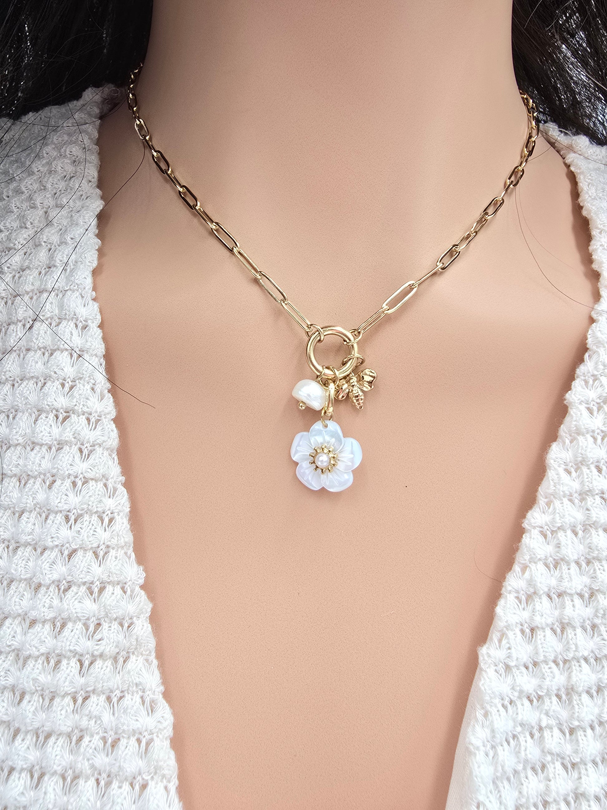 Collier ELINE Nacre  Acier Inoxydable | Or et Ame Bijoux