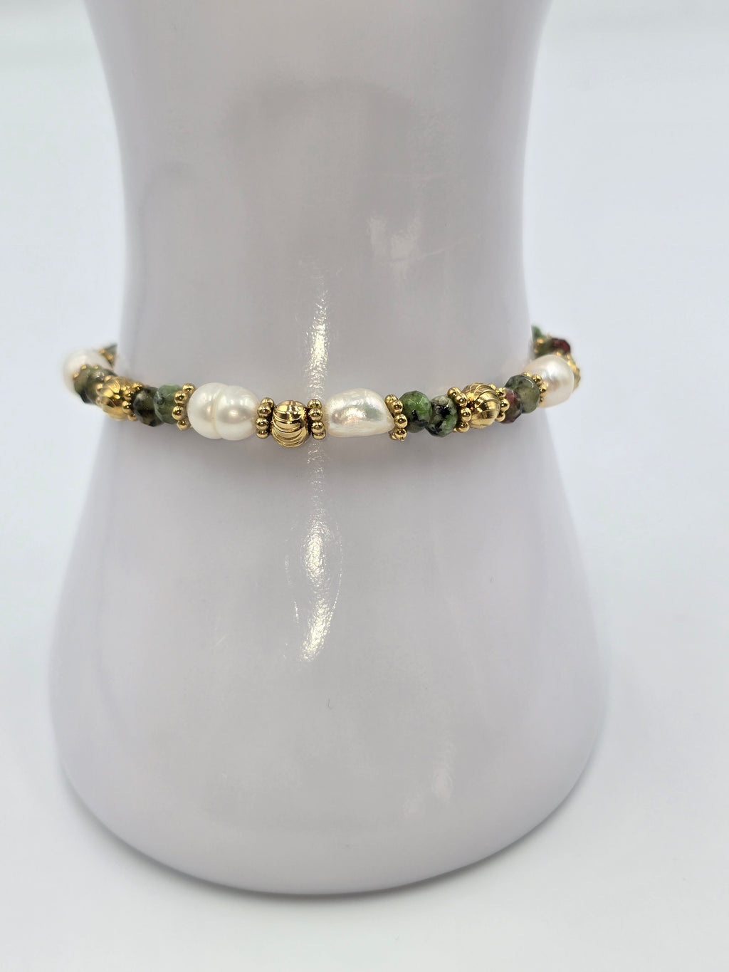 Bracelet JAEL Turquoise Africaine Tourmaline Perle d'Eau Douce | Or et Âme Bijoux