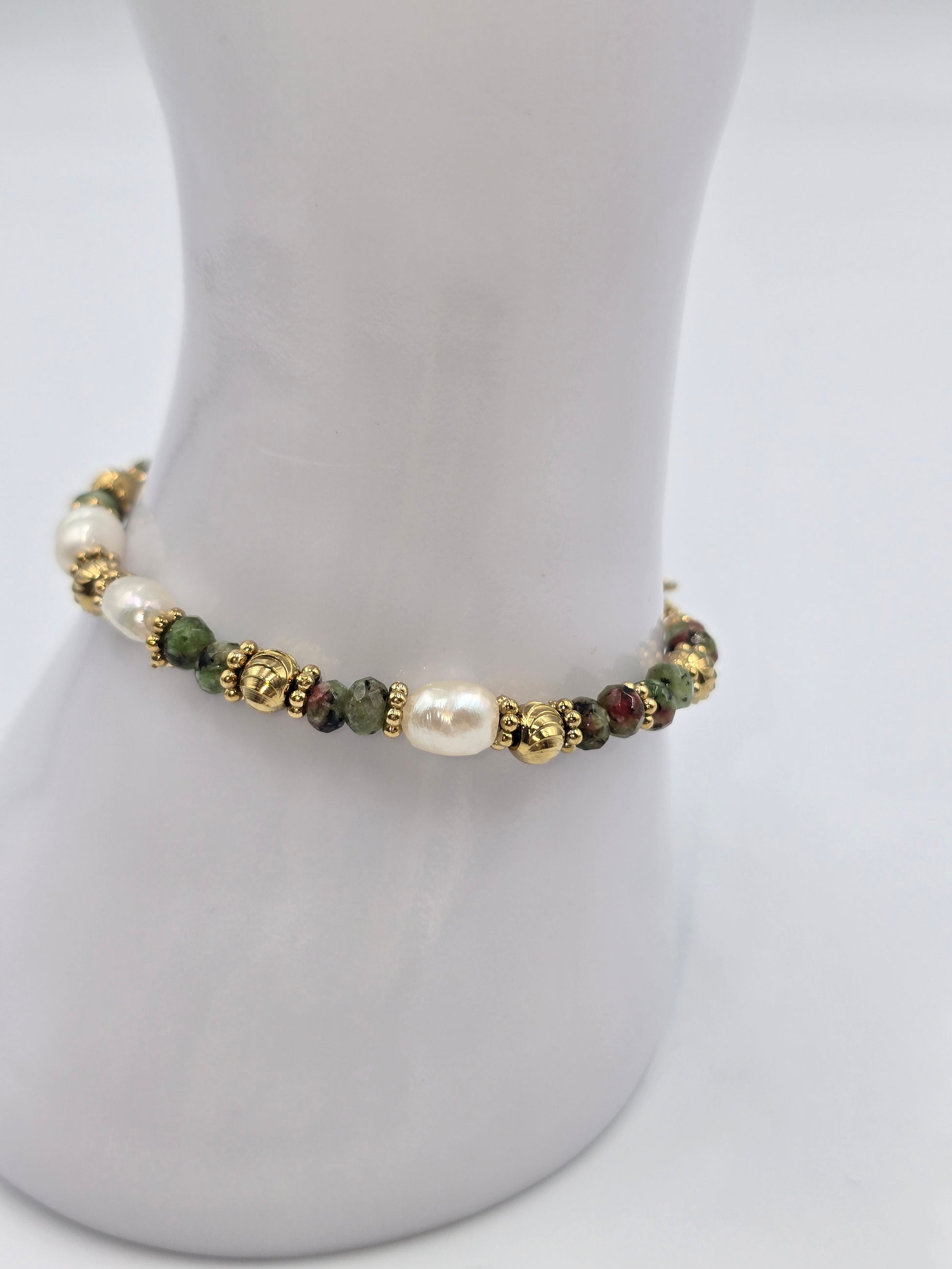 Bracelet JAEL Turquoise Africaine Tourmaline Perle d'Eau Douce | Or et Âme Bijoux