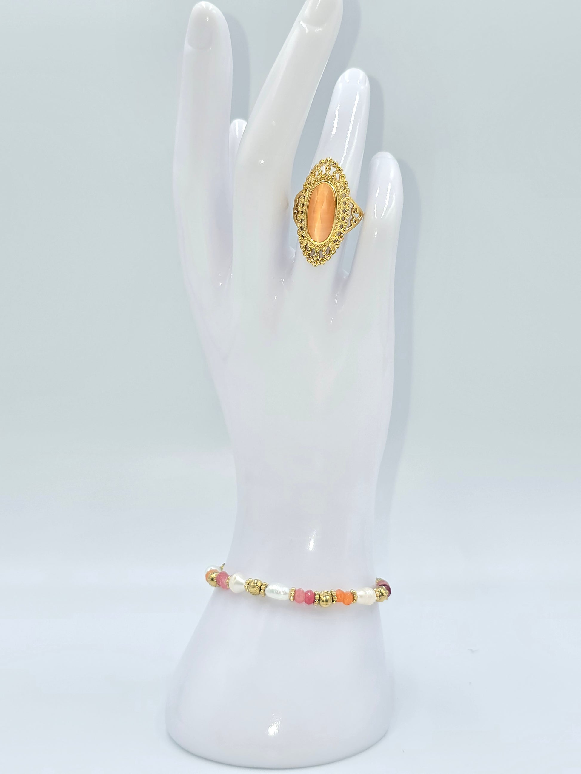 Bracelet JAEL Turquoise Africaine Tourmaline Perle d'Eau Douce | Or et Âme Bijoux