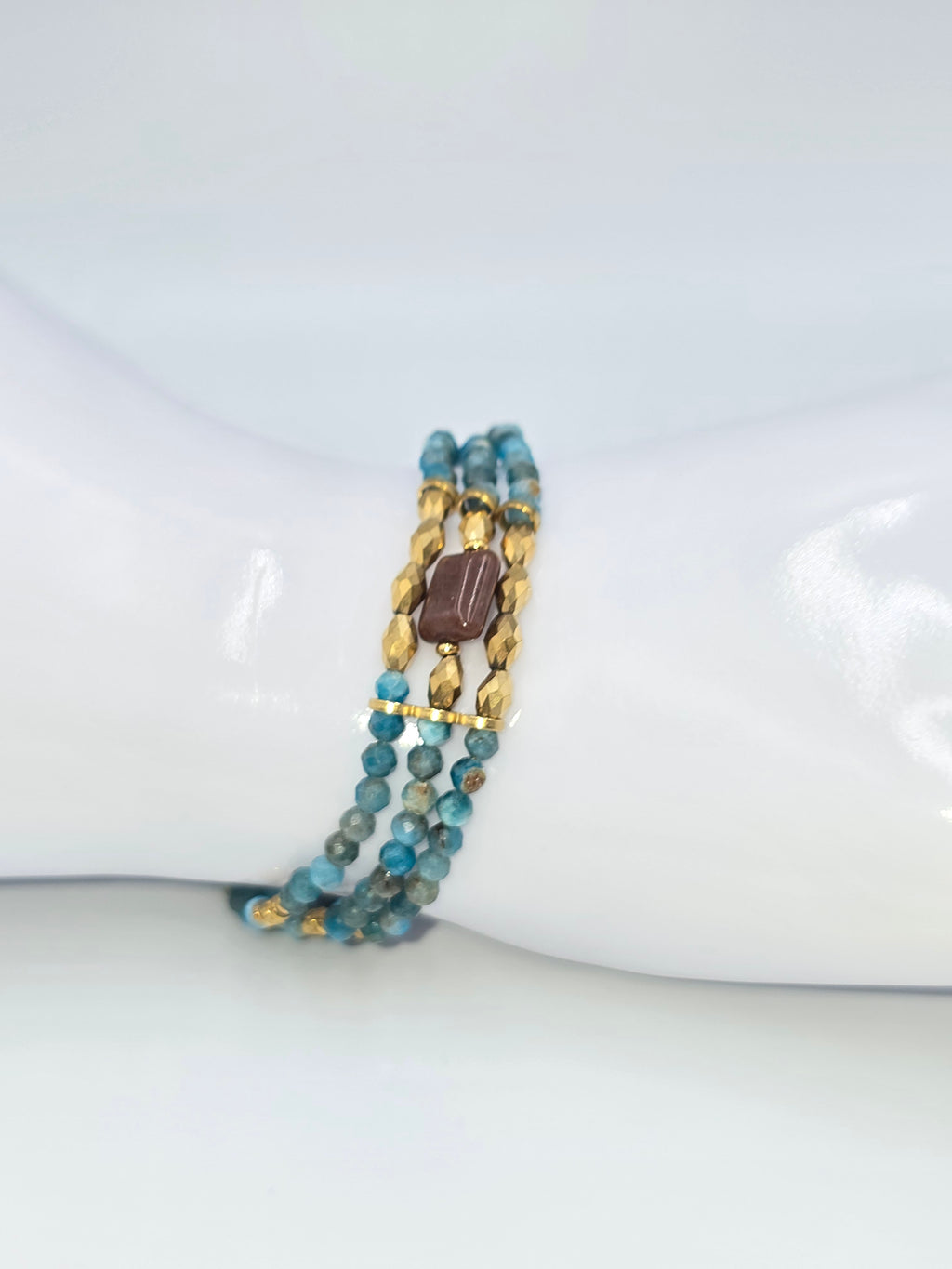 Bracelet Triple KEMI Turquoise Africaine Jaspe Sodalite Cristal de Roche | Or et Âme Bijoux