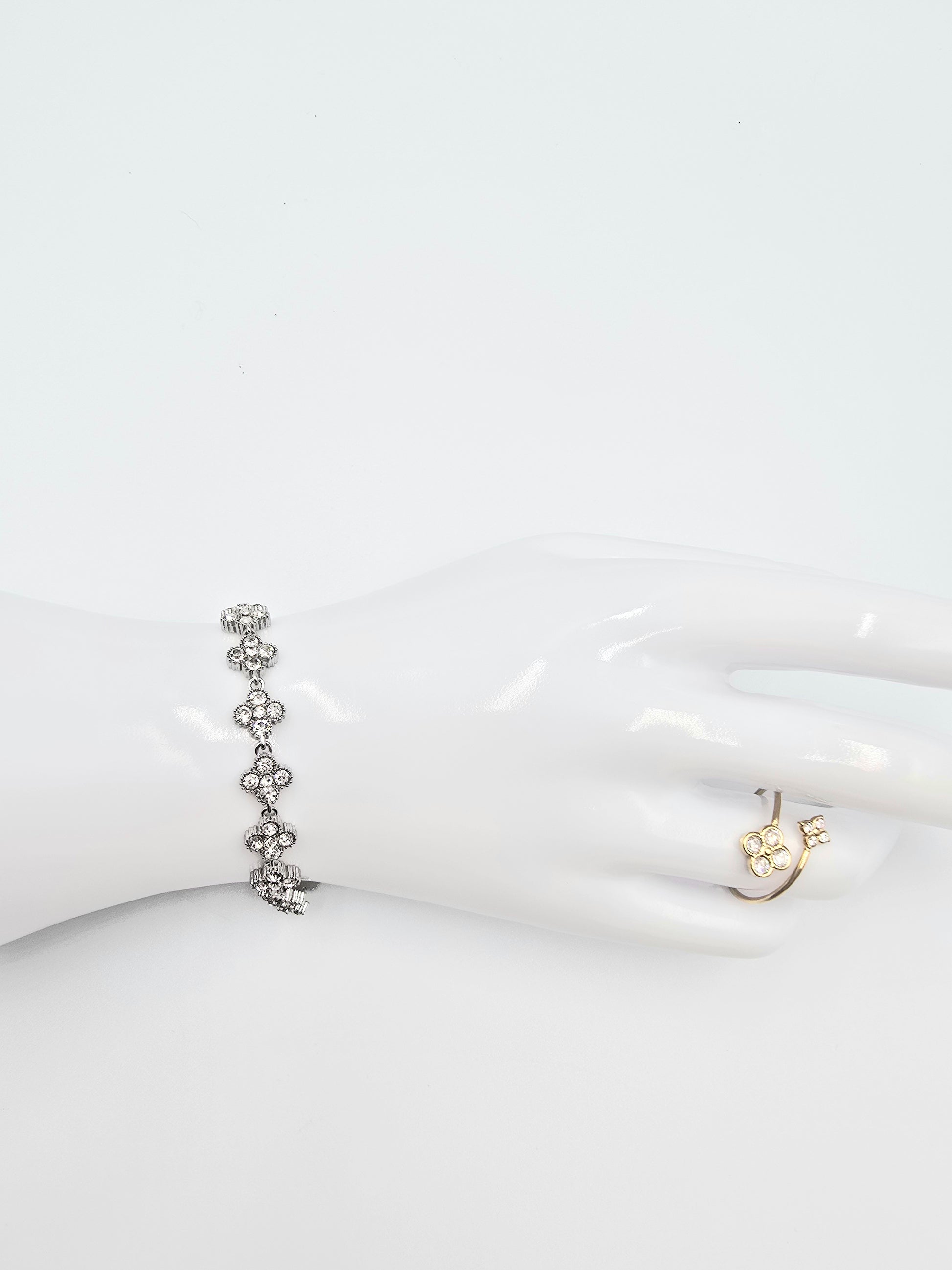 Bracelet  PALAS Trèfle Porte-Bonheur - Acier Inoxydable & Cristaux
