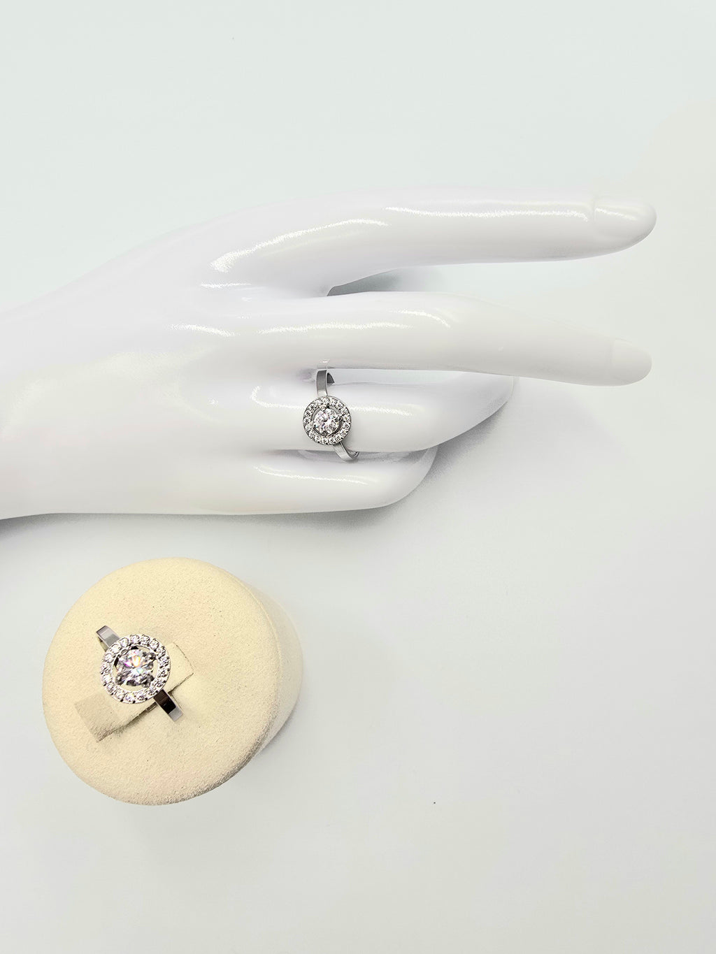 Bague Chloé - Solitaire Halo Acier Inoxydable & Cristaux