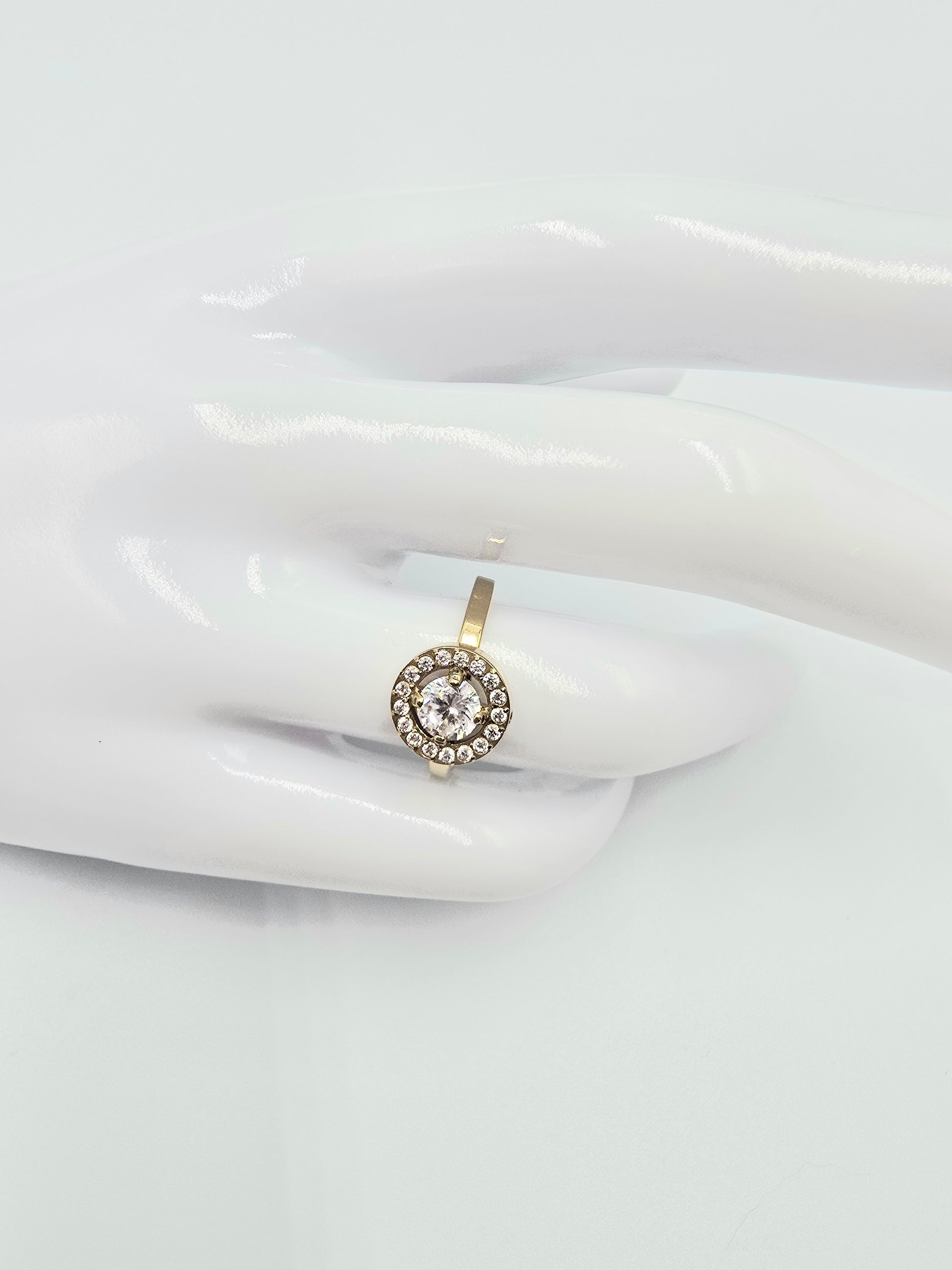 Bague Chloé - Solitaire Halo Acier Inoxydable & Cristaux