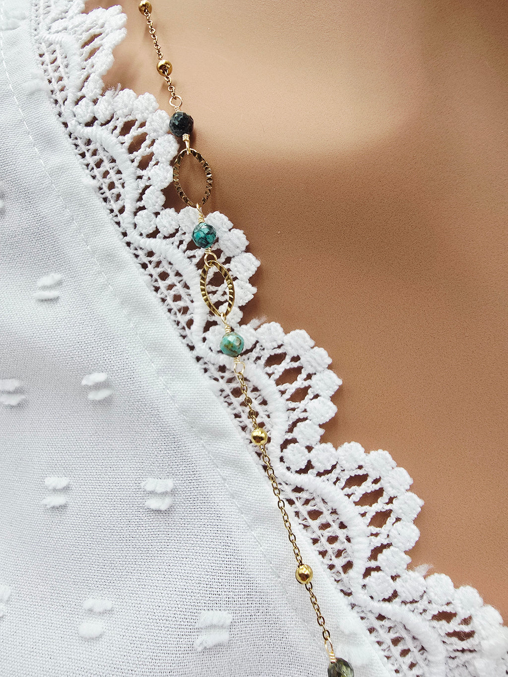 Collier SHANA - Turquoise Africaine ou Perle d'Eau Douce - Sérénité & Élégance