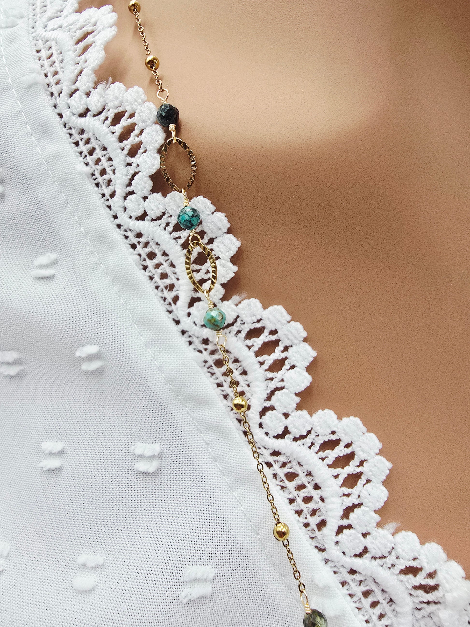 Collier SHANA - Turquoise Africaine ou Perle d'Eau Douce - Sérénité & Élégance