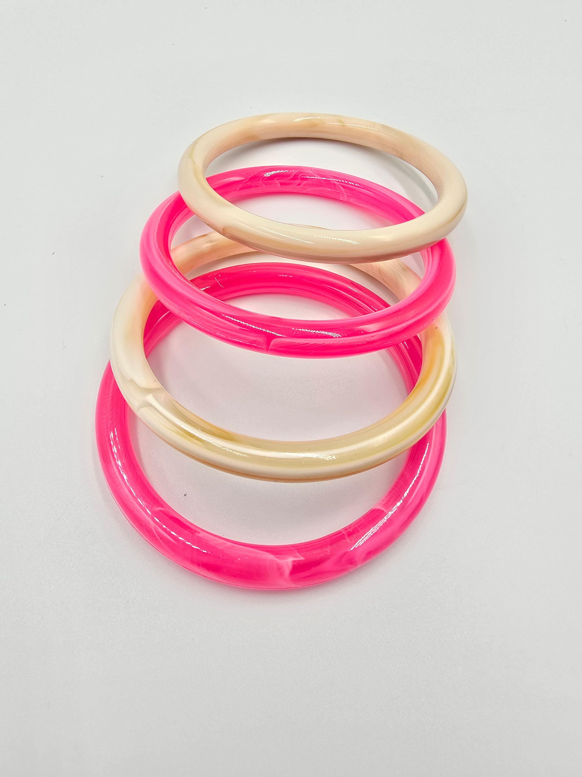 Bracelet ESTINE - Jonc Résine Coloré - Vert, Rose ou Fushia - 6,5cm