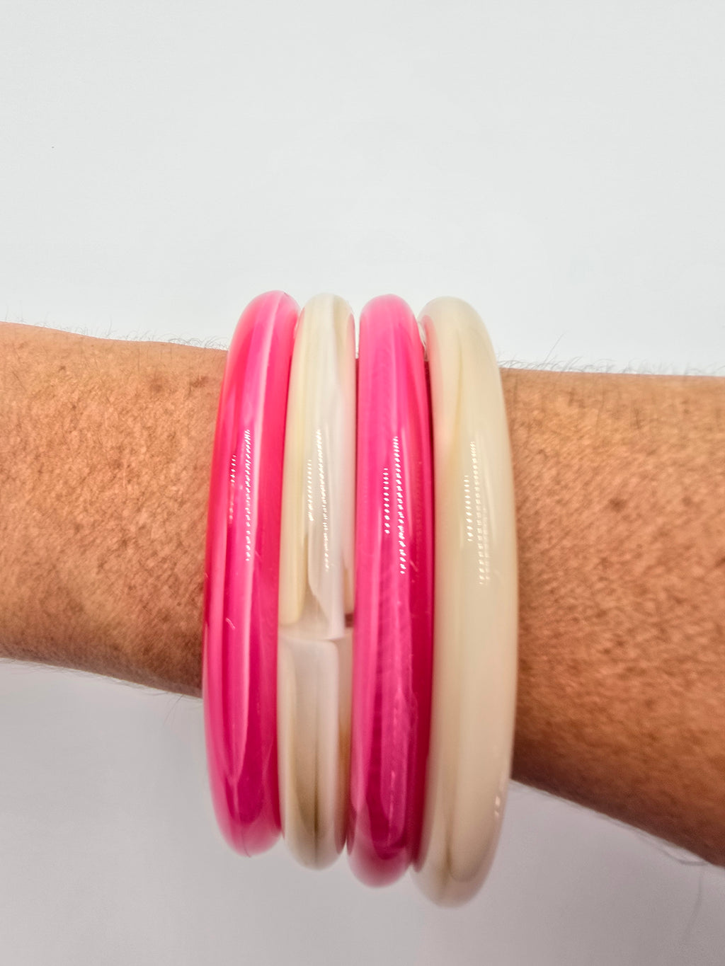 Bracelet ESTINE - Jonc Résine Coloré - Vert, Rose ou Fushia - 6,5cm