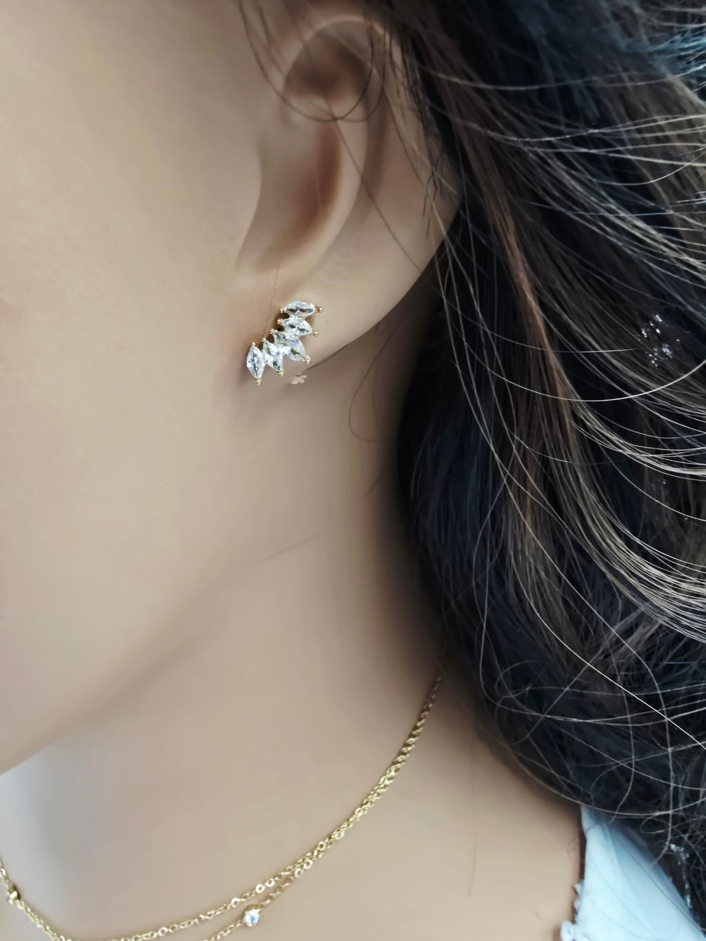 Boucles d'oreilles Victoria – Clous Fleur Strass Dorés