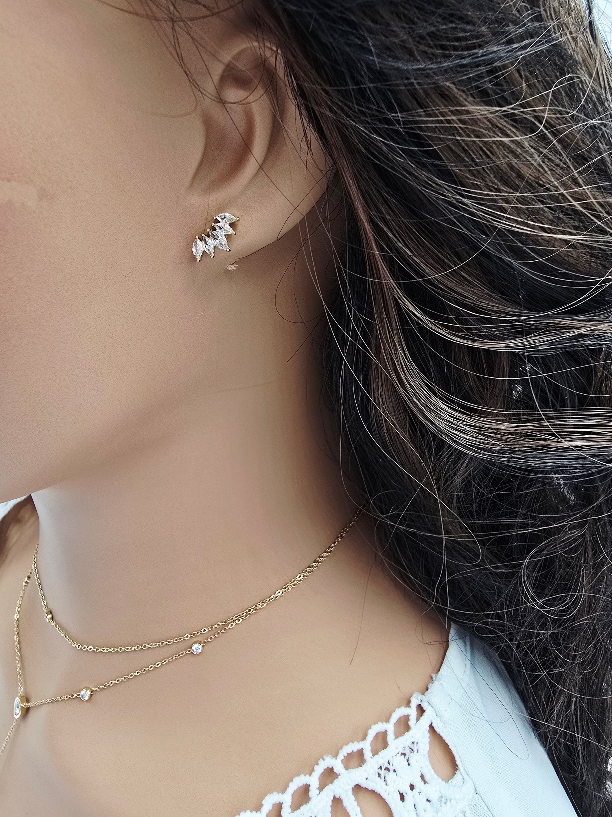 Boucles d'oreilles Victoria – Clous Fleur Strass Dorés
