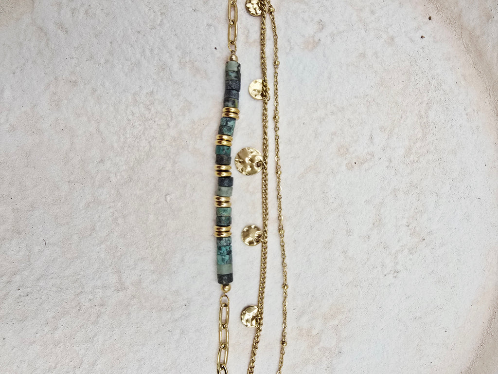 Bracelet Lia – Acier Doré & Pierre Naturelle