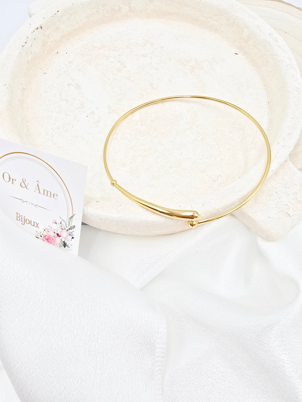 Emael - Bracelet de Bras Ouvert - Inspiration Goutte de Pluie - Ajustable