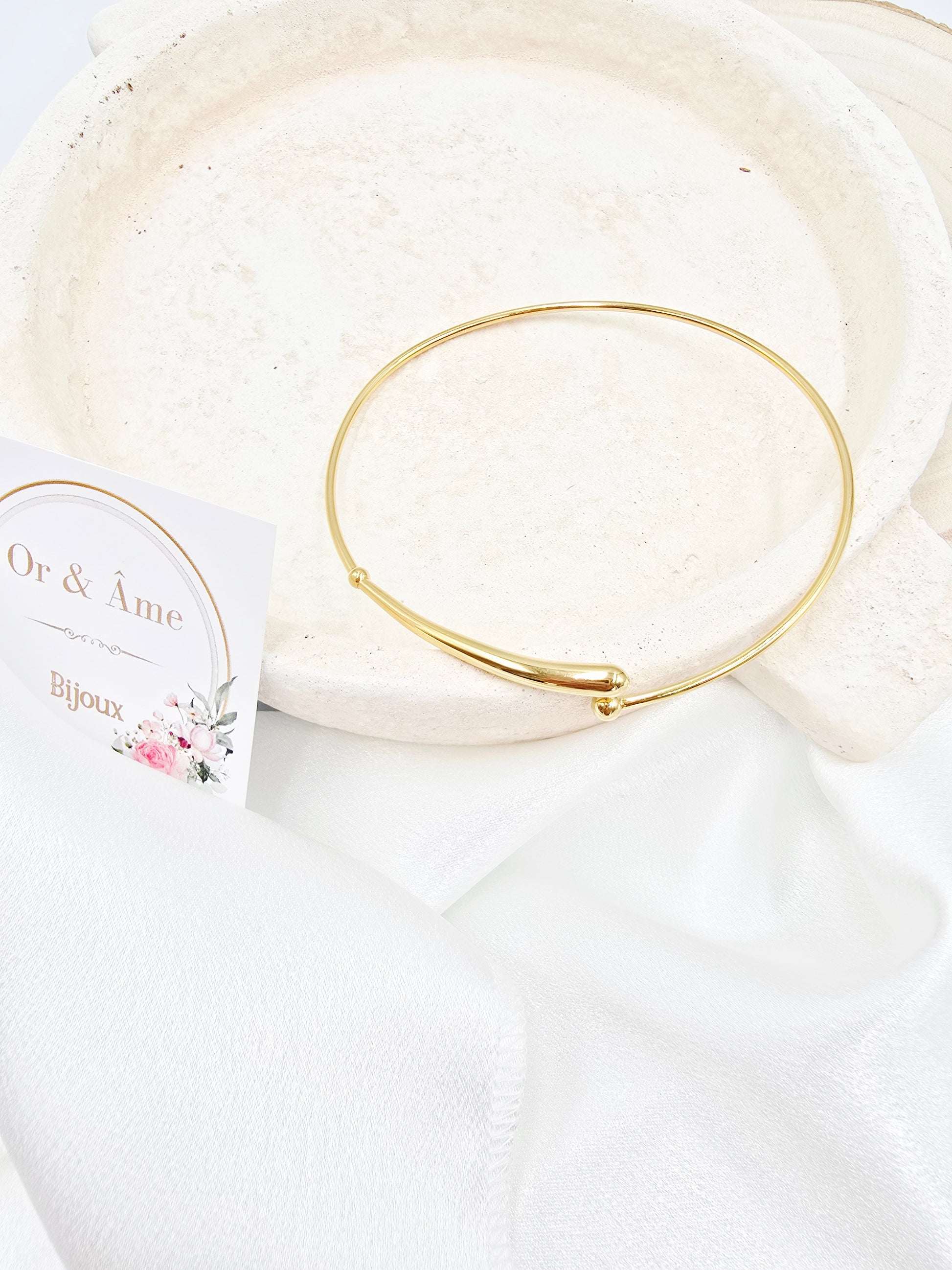 Emael - Bracelet de Bras Ouvert - Inspiration Goutte de Pluie - Ajustable