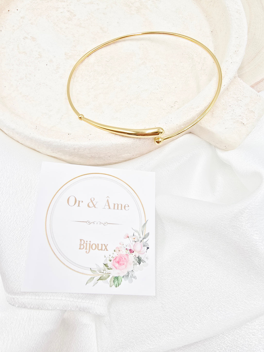 Emael - Bracelet de Bras Ouvert - Inspiration Goutte de Pluie - Ajustable